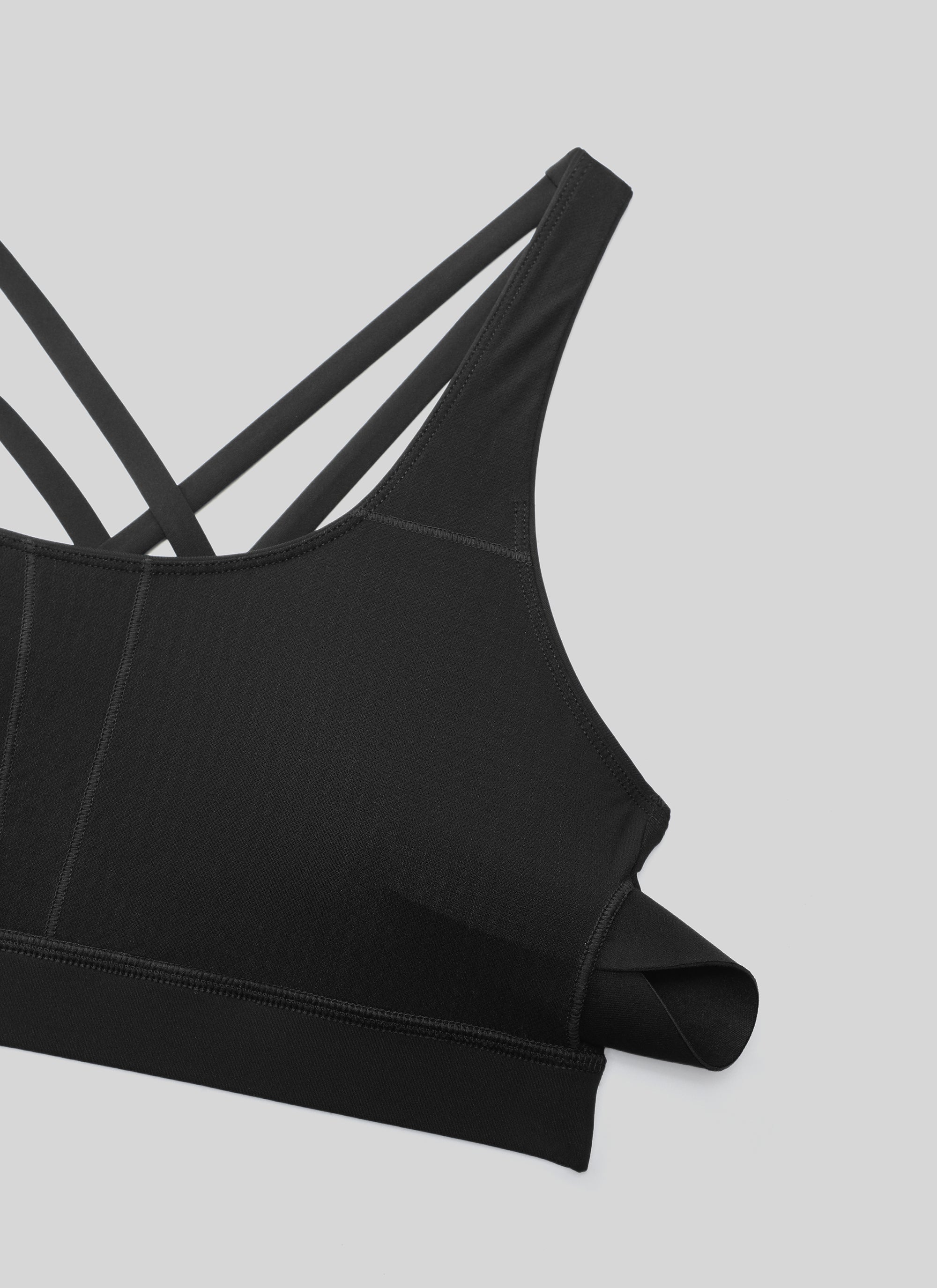 CRZ YOGA Damen Gekreuzt Rücken Spaghetti Abnehmbare Pads BH Schwarz