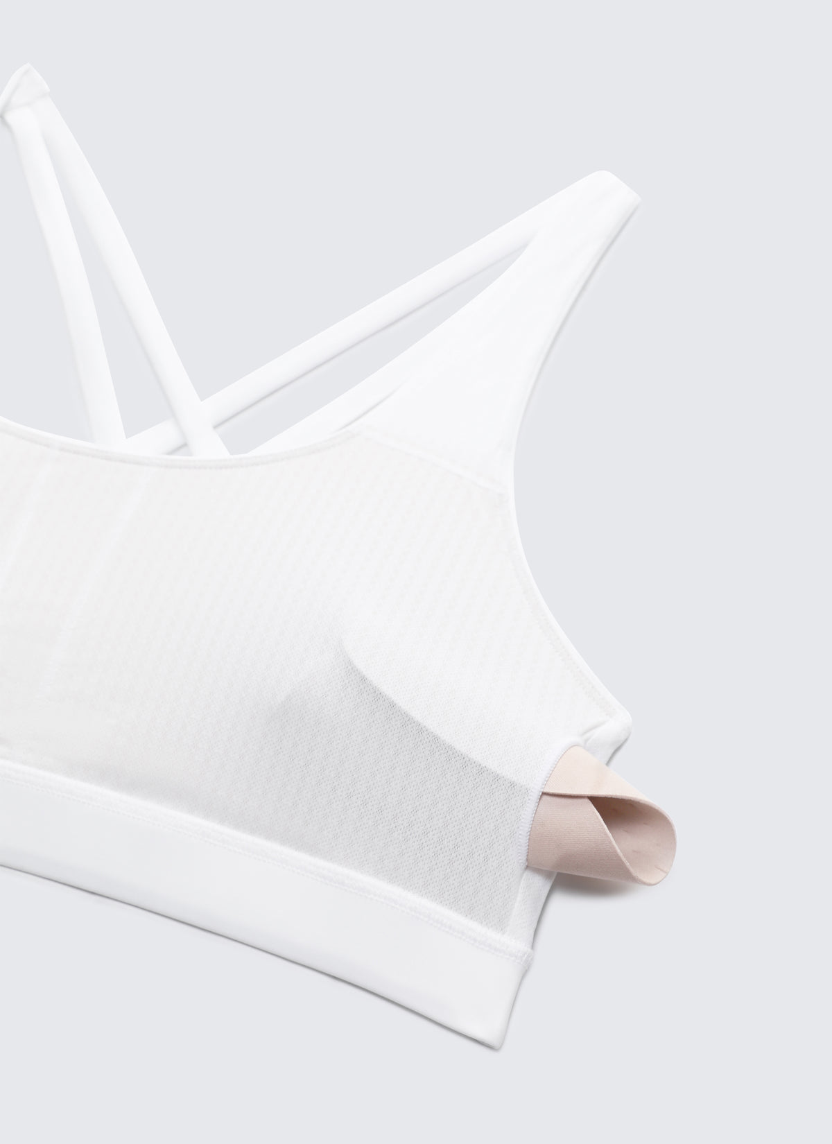 CRZ YOGA Damen Gekreuzt Rücken Spaghetti Abnehmbare Pads BH Weiss
