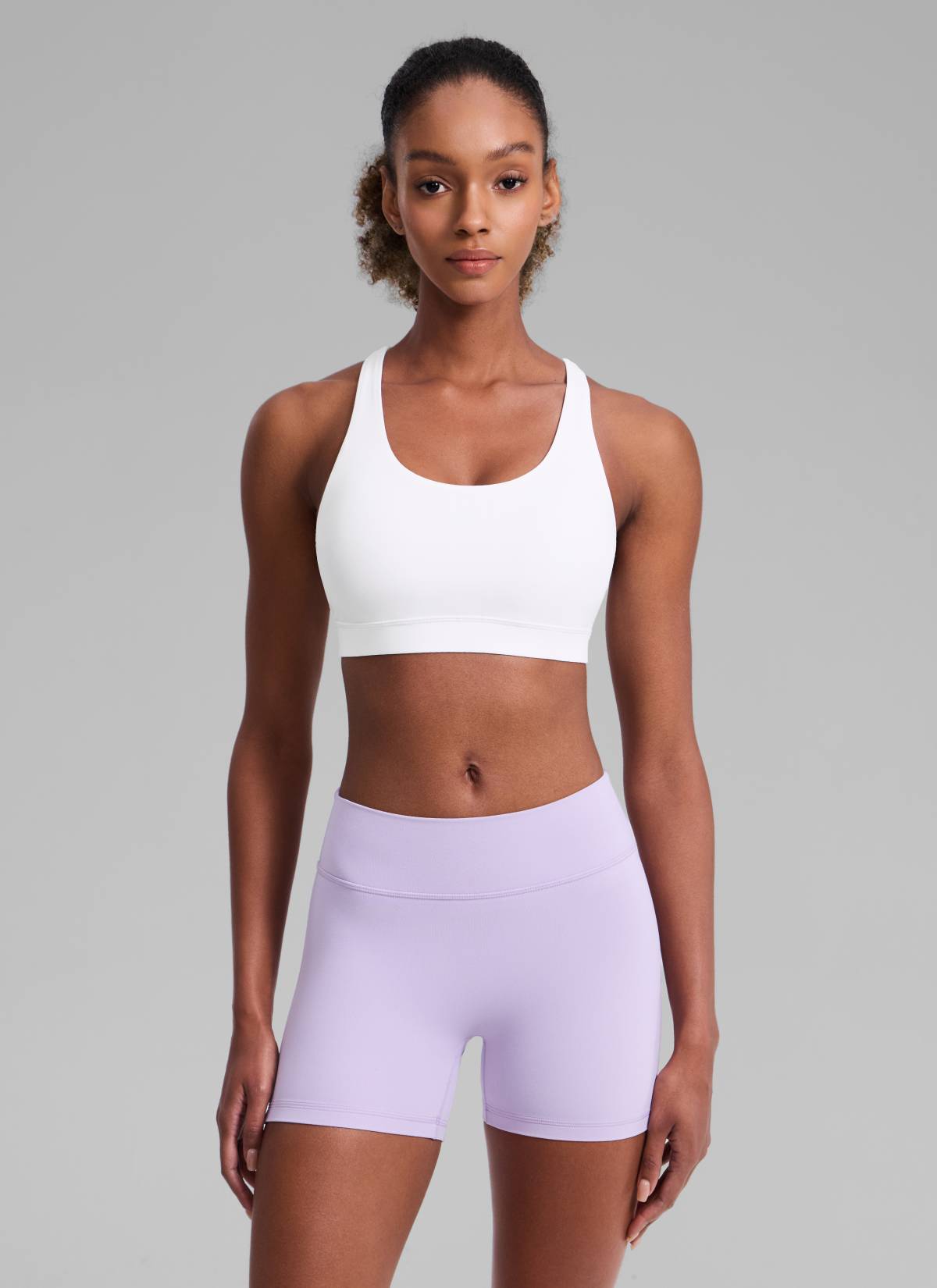 CRZ YOGA Damen Gekreuzt Rücken Spaghetti Abnehmbare Pads BH Weiss