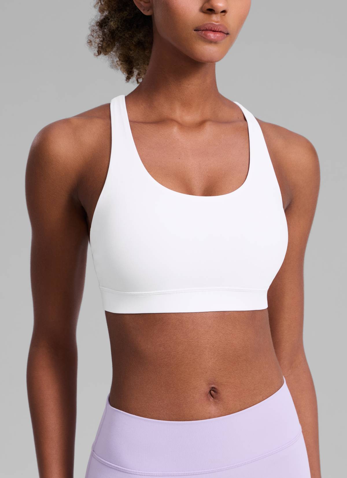 CRZ YOGA Damen Gekreuzt Rücken Spaghetti Abnehmbare Pads BH Weiss