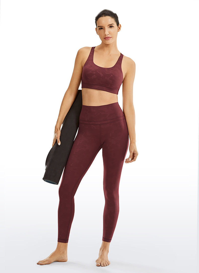 CRZ YOGA Damen Gekreuzt Rücken Spaghetti Abnehmbare Pads BH Tarnung -Savannah