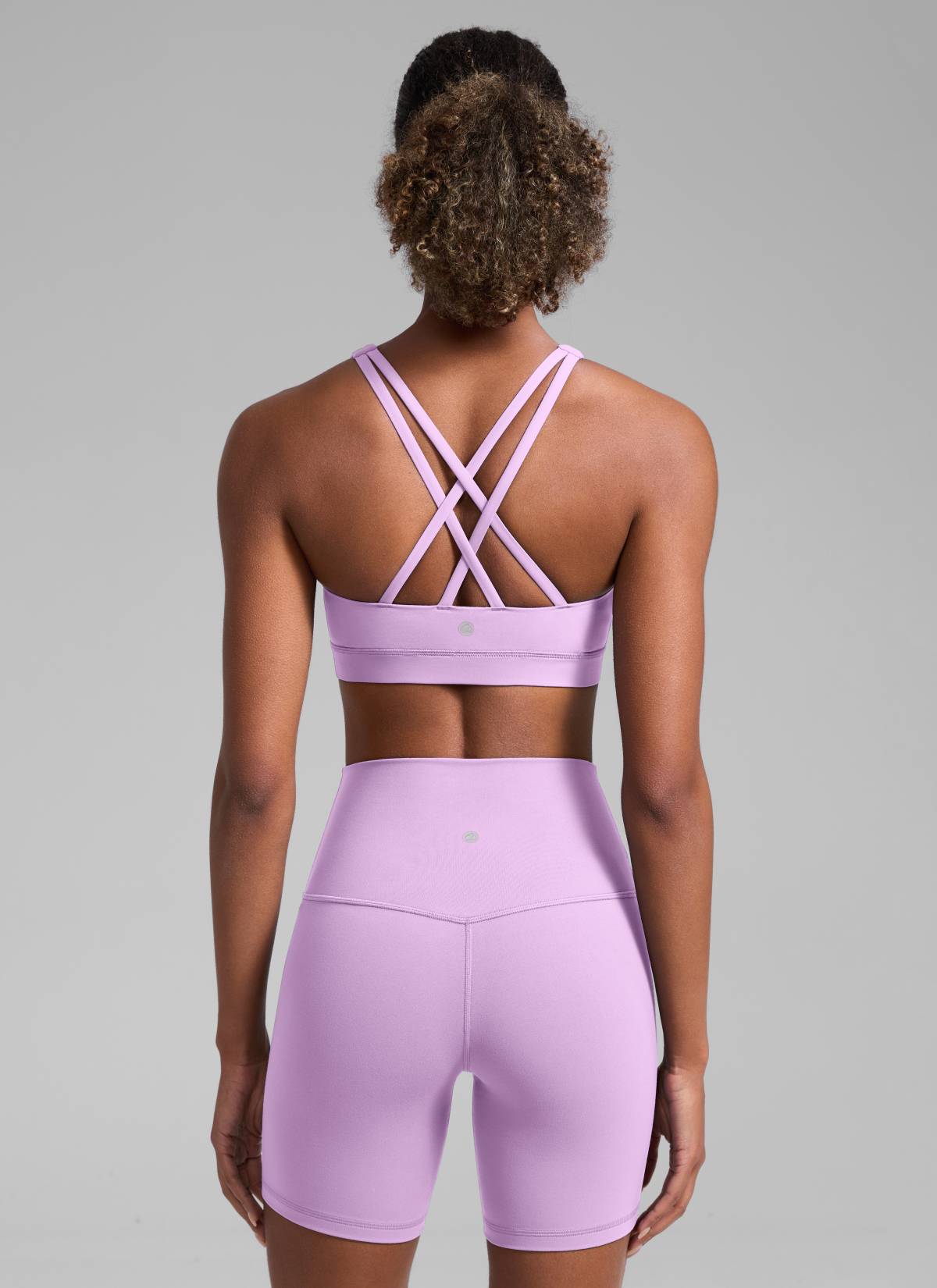 CRZ YOGA Damen Gekreuzt Rücken Spaghetti Abnehmbare Pads BH Flieder