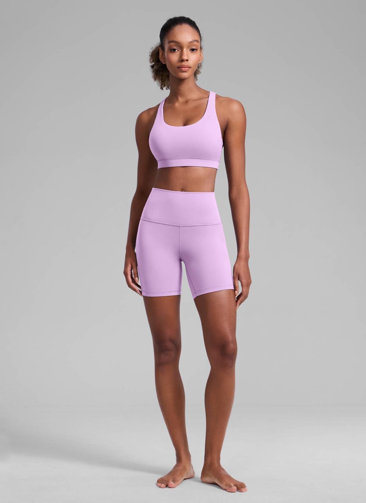 CRZ YOGA Damen Gekreuzt Rücken Spaghetti Abnehmbare Pads BH Flieder