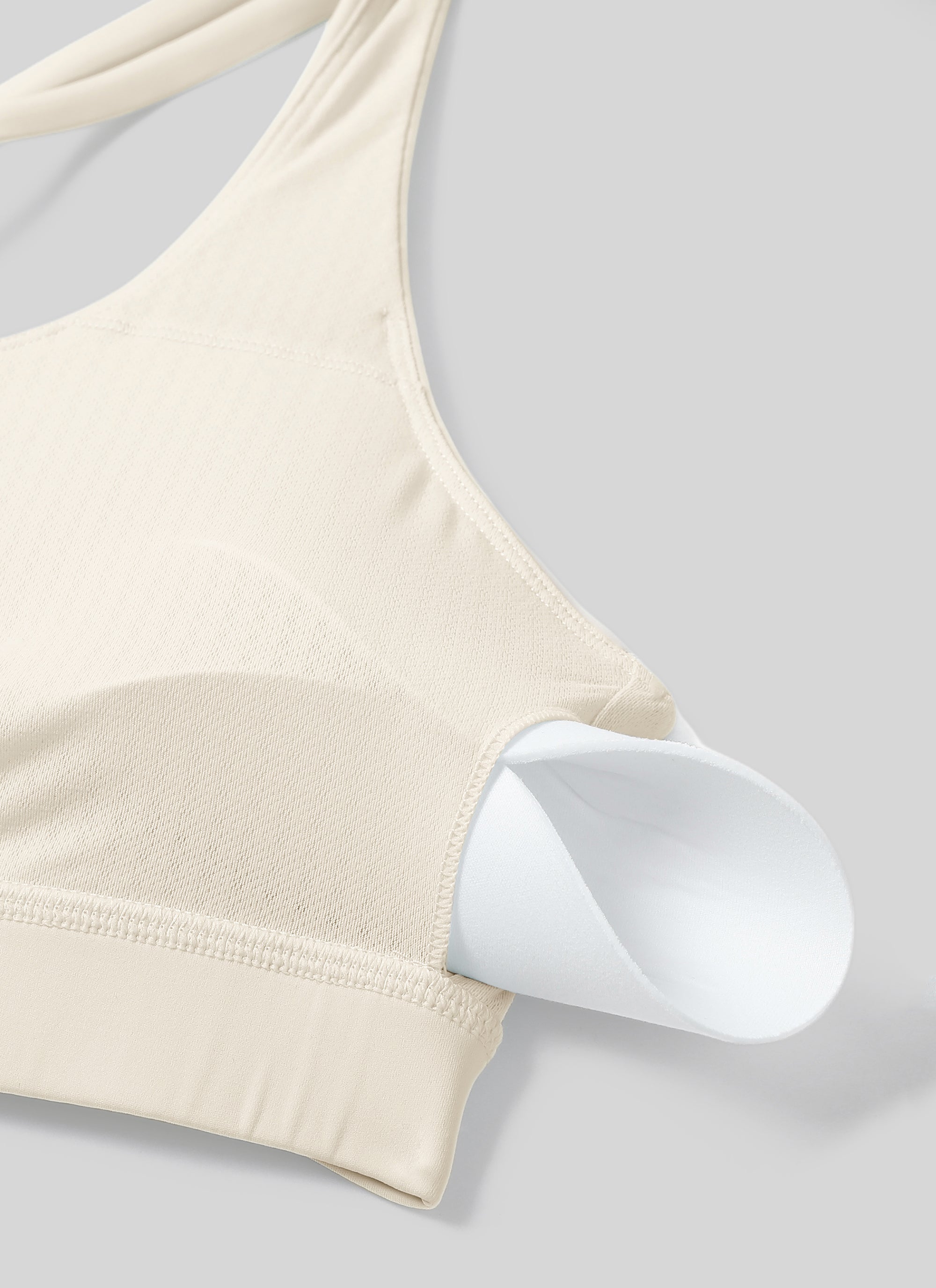 CRZ YOGA Damen Gekreuzt Rücken Spaghetti Abnehmbare Pads BH Weiße Aprikose