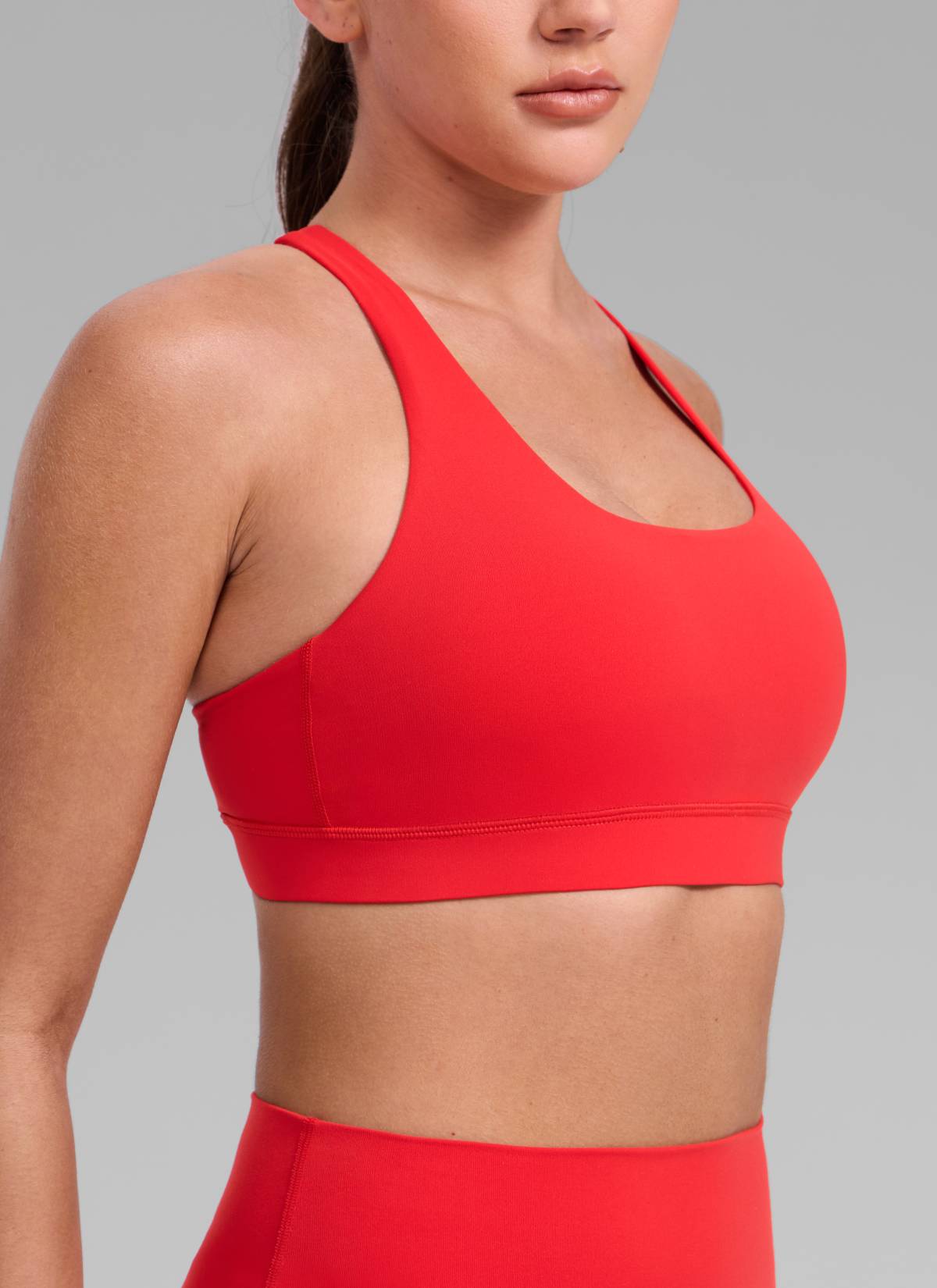 CRZ YOGA Damen Gekreuzt Rücken Spaghetti Abnehmbare Pads BH Tiefrot