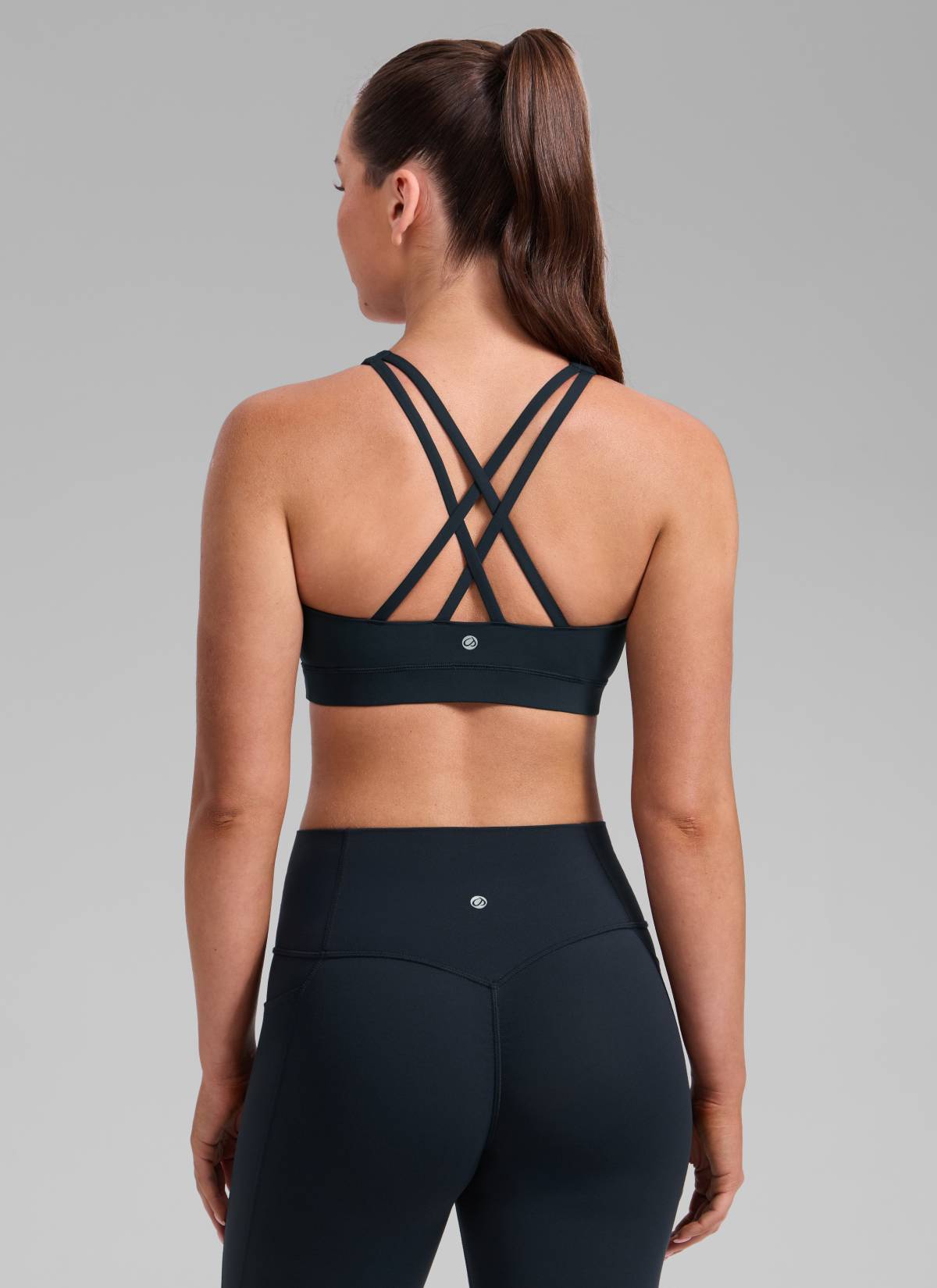 CRZ YOGA Damen Gekreuzt Rücken Spaghetti Abnehmbare Pads BH Echte Marine