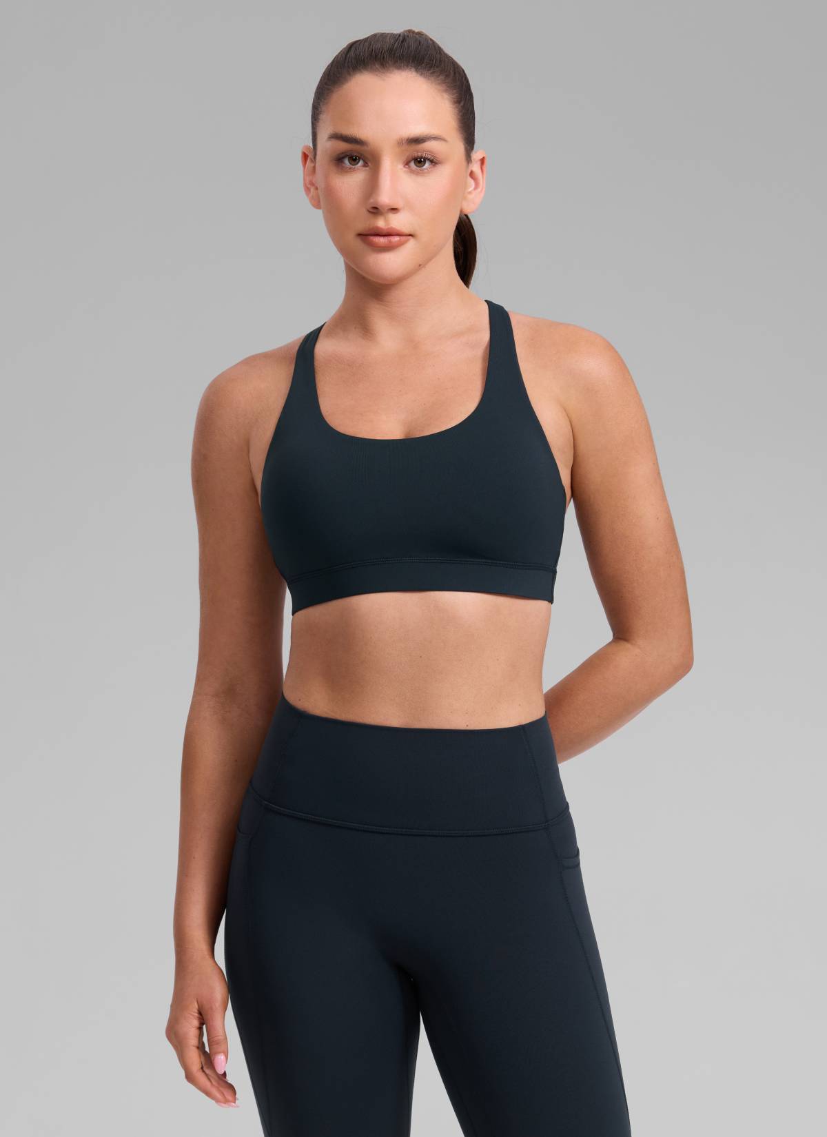 CRZ YOGA Damen Gekreuzt Rücken Spaghetti Abnehmbare Pads BH Echte Marine