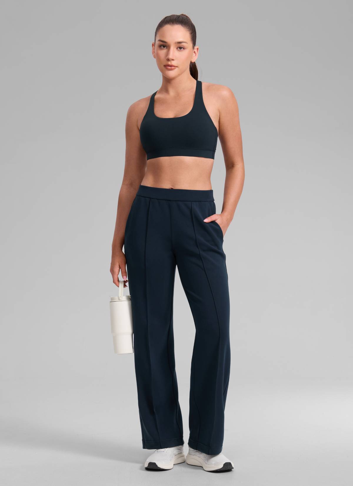 CRZ YOGA Damen Gekreuzt Rücken Spaghetti Abnehmbare Pads BH Echte Marine
