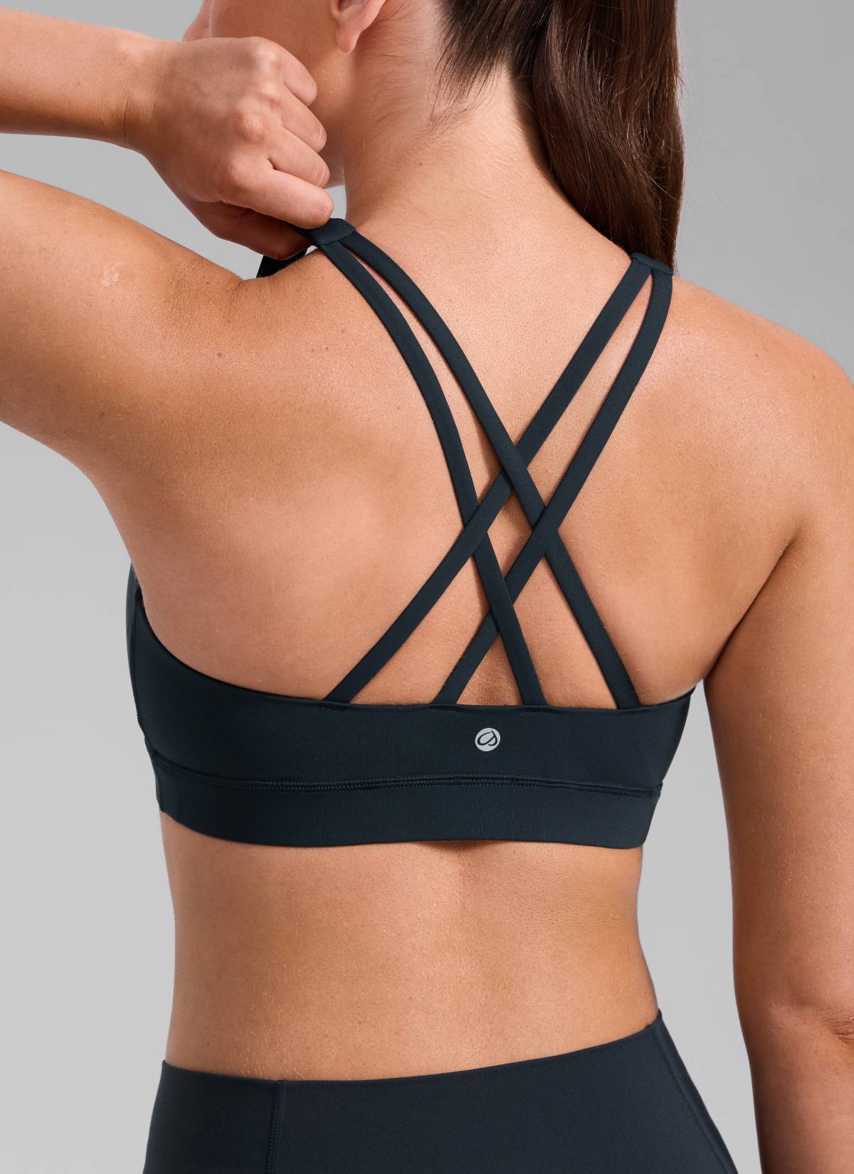 CRZ YOGA Damen Gekreuzt Rücken Spaghetti Abnehmbare Pads BH Echte Marine