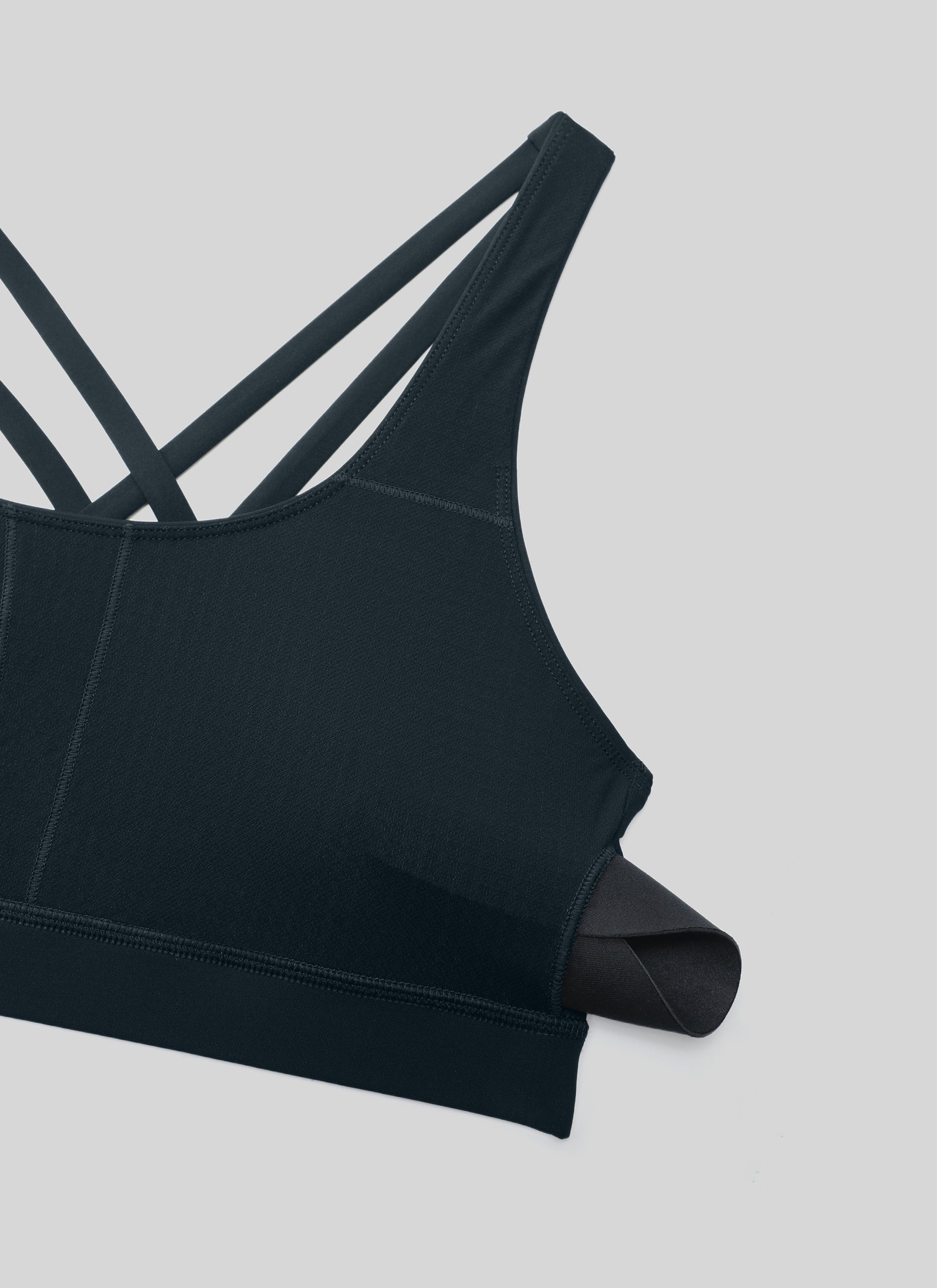 CRZ YOGA Damen Gekreuzt Rücken Spaghetti Abnehmbare Pads BH Echte Marine