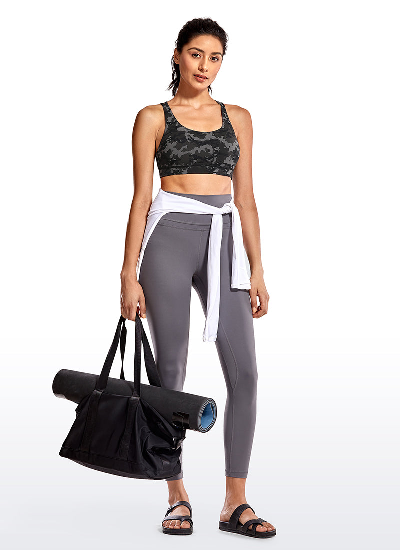 CRZ YOGA Damen Gekreuzt Rücken Spaghetti Abnehmbare Pads BH Camo Multi 1