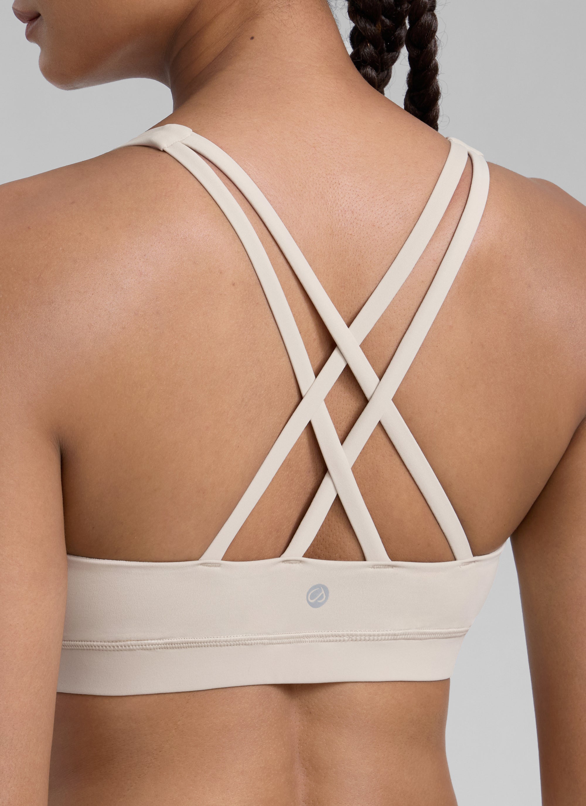 CRZ YOGA Damen Gekreuzt Rücken Spaghetti Abnehmbare Pads BH Mojave-Braun