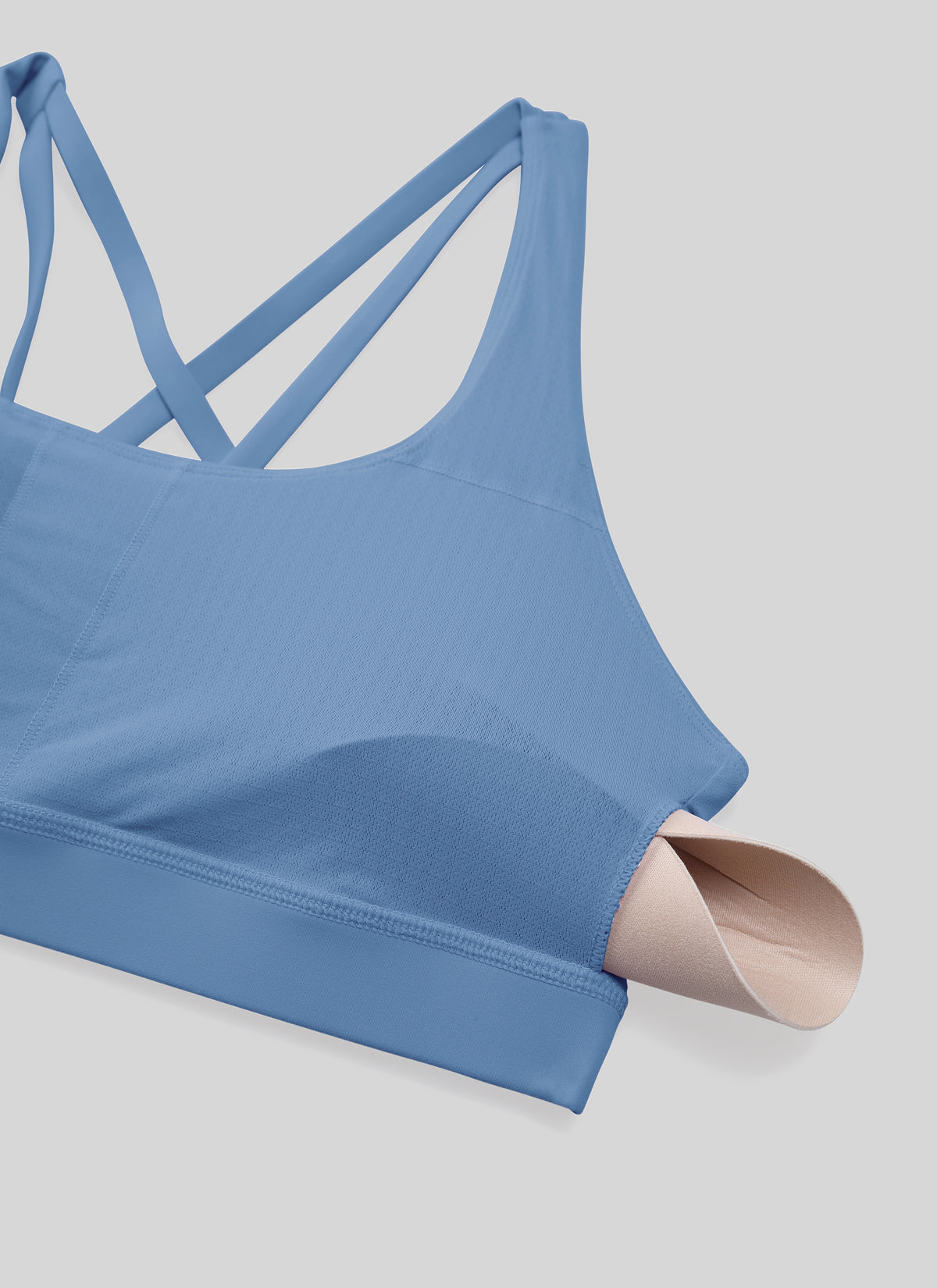 CRZ YOGA Damen Gekreuzt Rücken Spaghetti Abnehmbare Pads BH Oase Blau