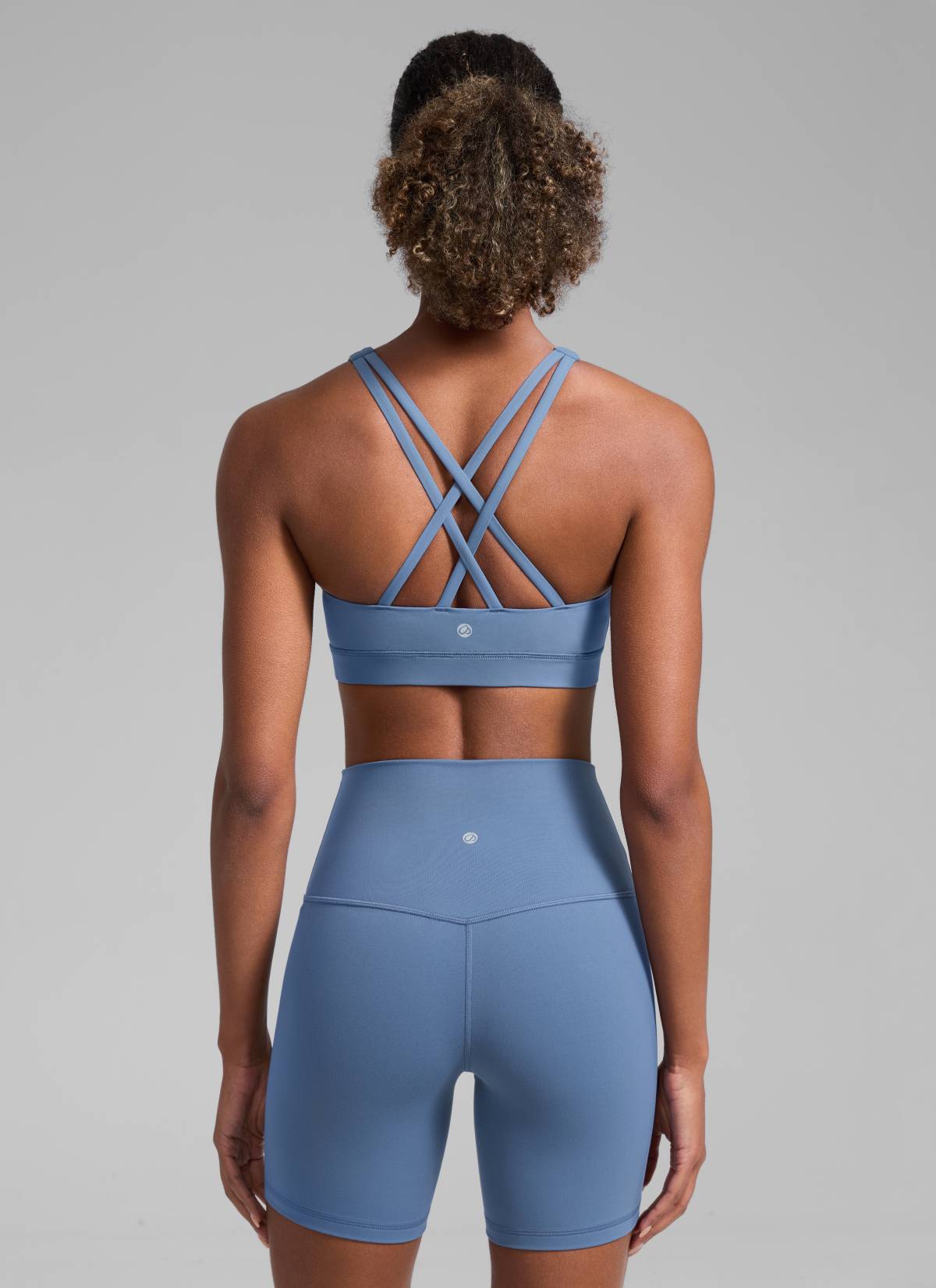 CRZ YOGA Damen Gekreuzt Rücken Spaghetti Abnehmbare Pads BH Oase Blau