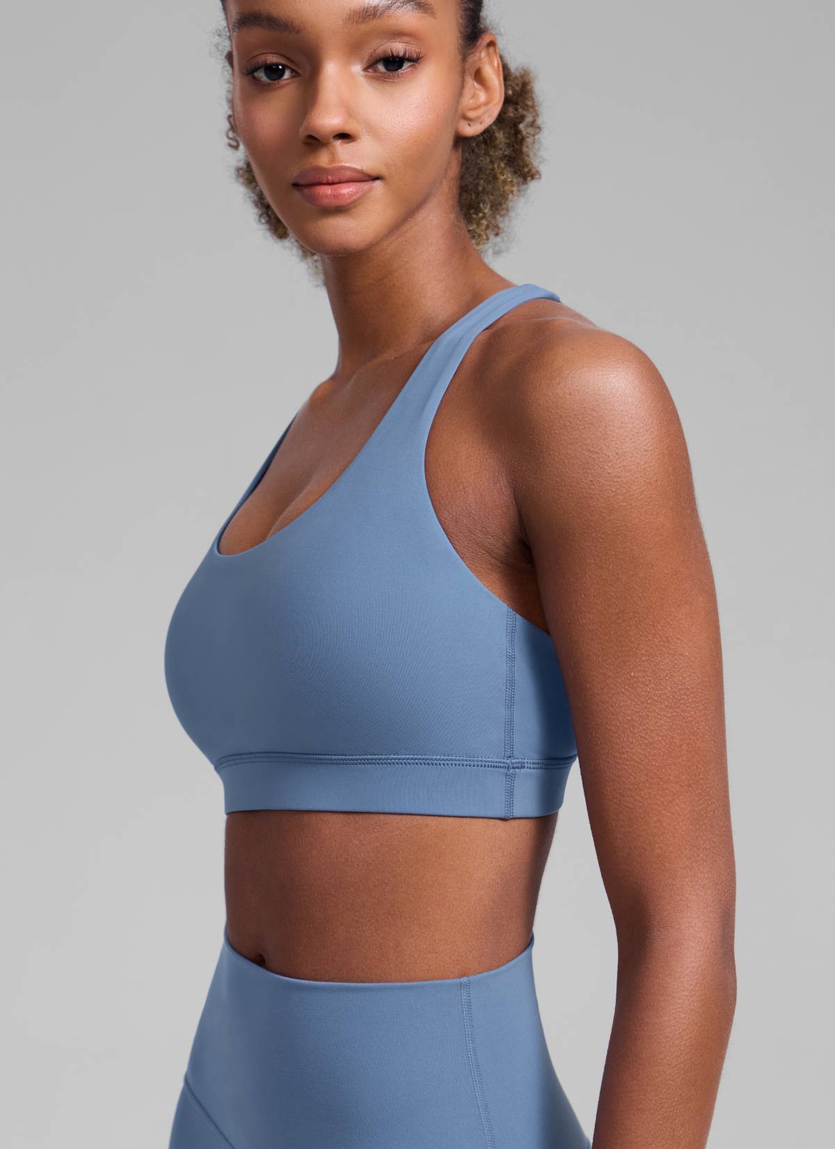 CRZ YOGA Damen Gekreuzt Rücken Spaghetti Abnehmbare Pads BH Oase Blau