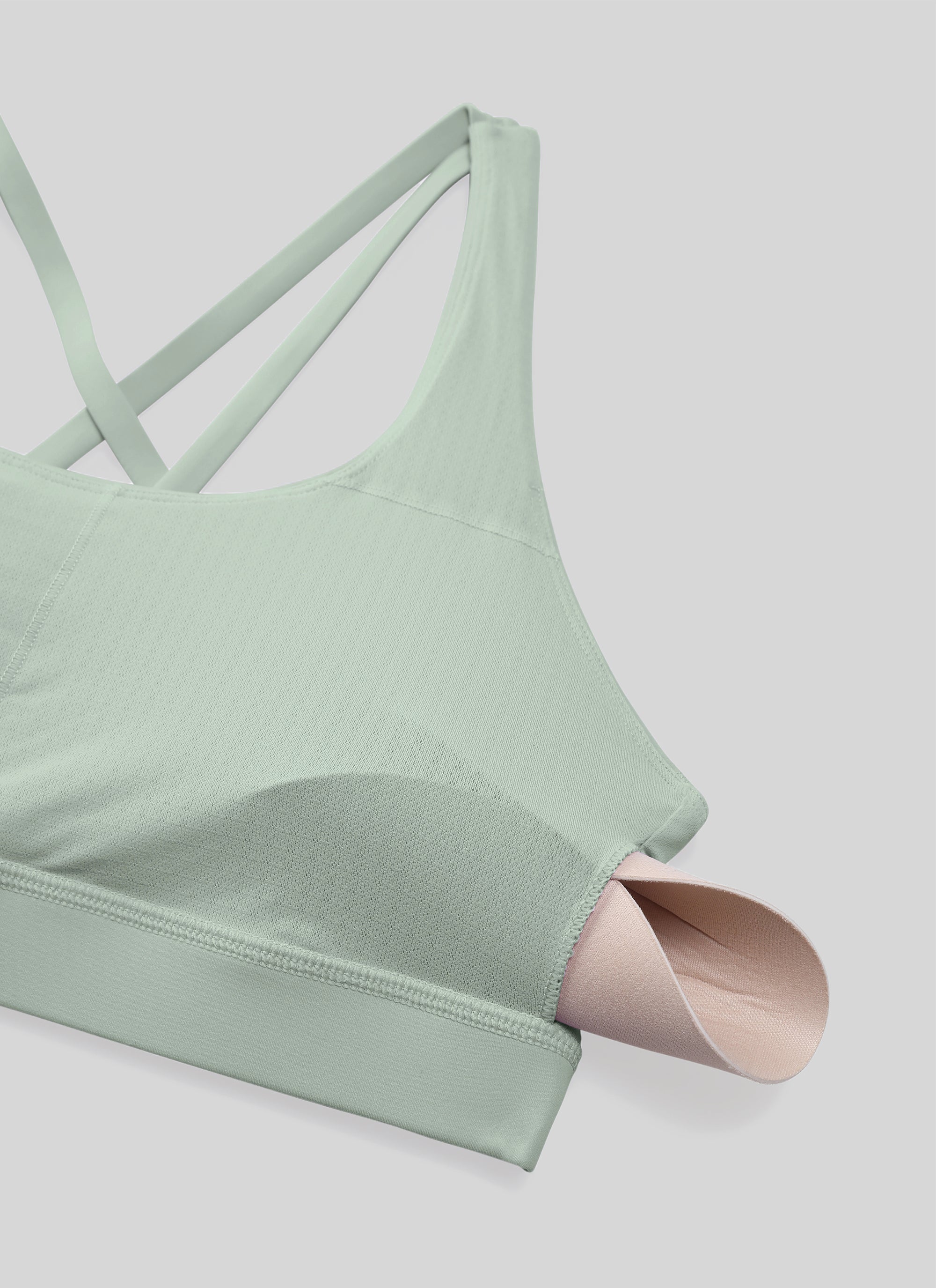 CRZ YOGA Damen Gekreuzt Rücken Spaghetti Abnehmbare Pads BH Grüner Palmenhof