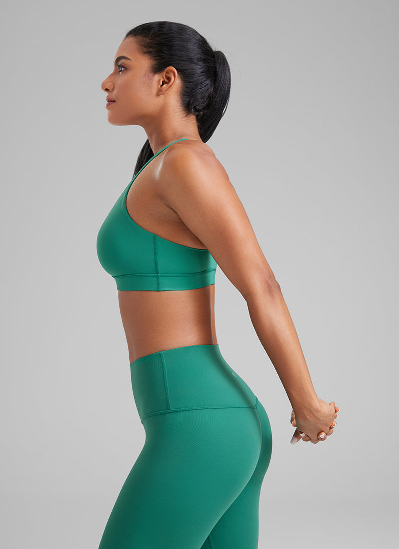 CRZ YOGA Damen Gekreuzt Rücken Spaghetti Abnehmbare Pads BH Cascadia Grün