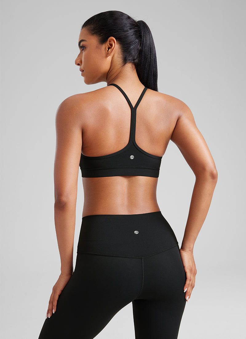 CRZ YOGA Damen Butterluxe Y-Rücken Racerback Sport BH Schwarz