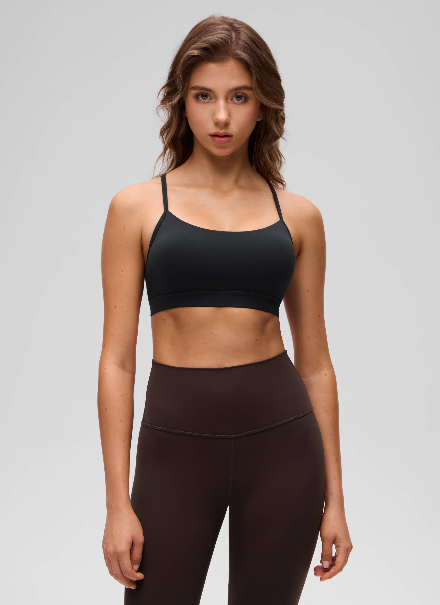 CRZ YOGA Damen Butterluxe Y-Rücken Racerback Sport BH Schwarz