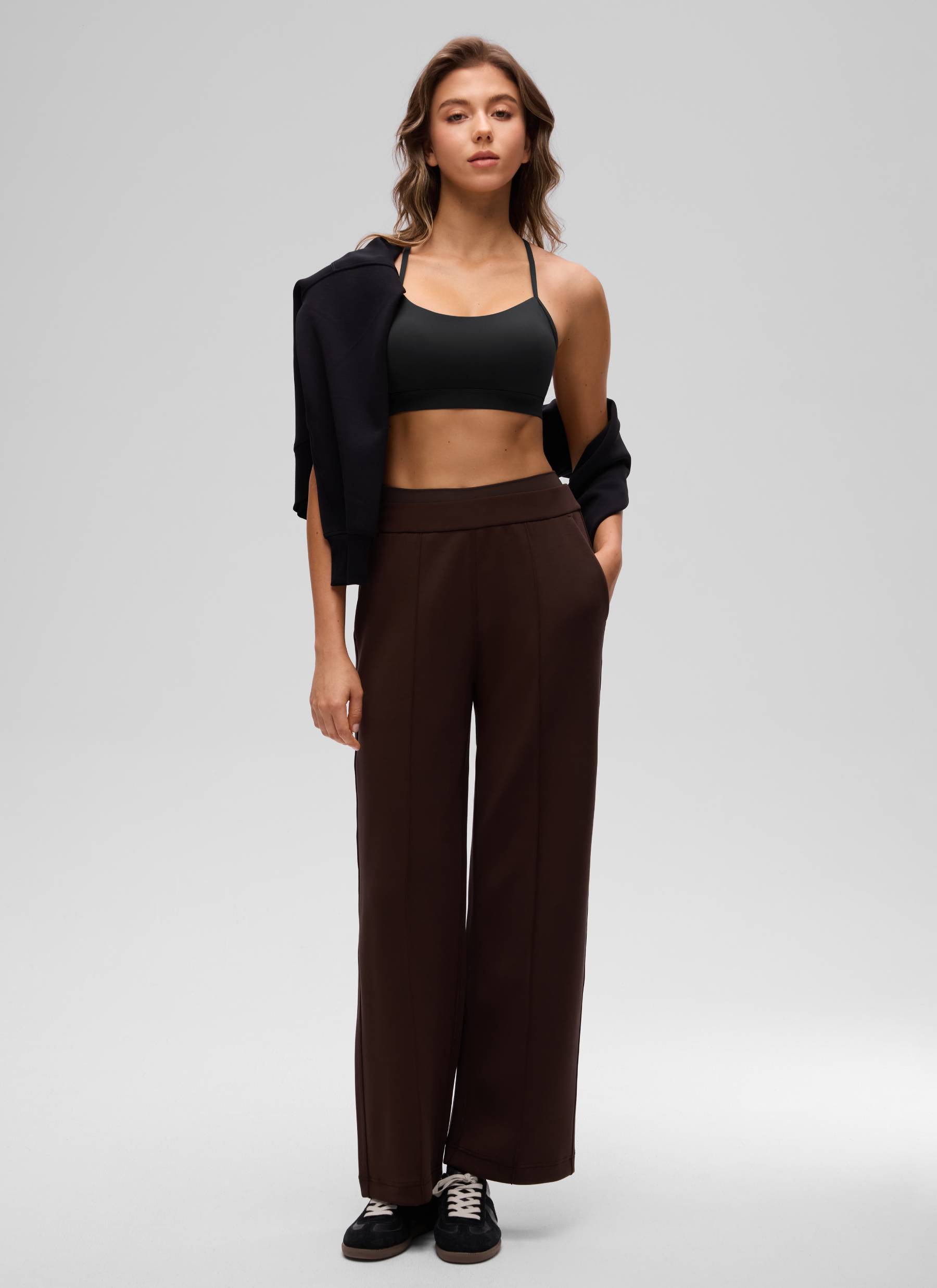 CRZ YOGA Damen Butterluxe Y-Rücken Racerback Sport BH Schwarz