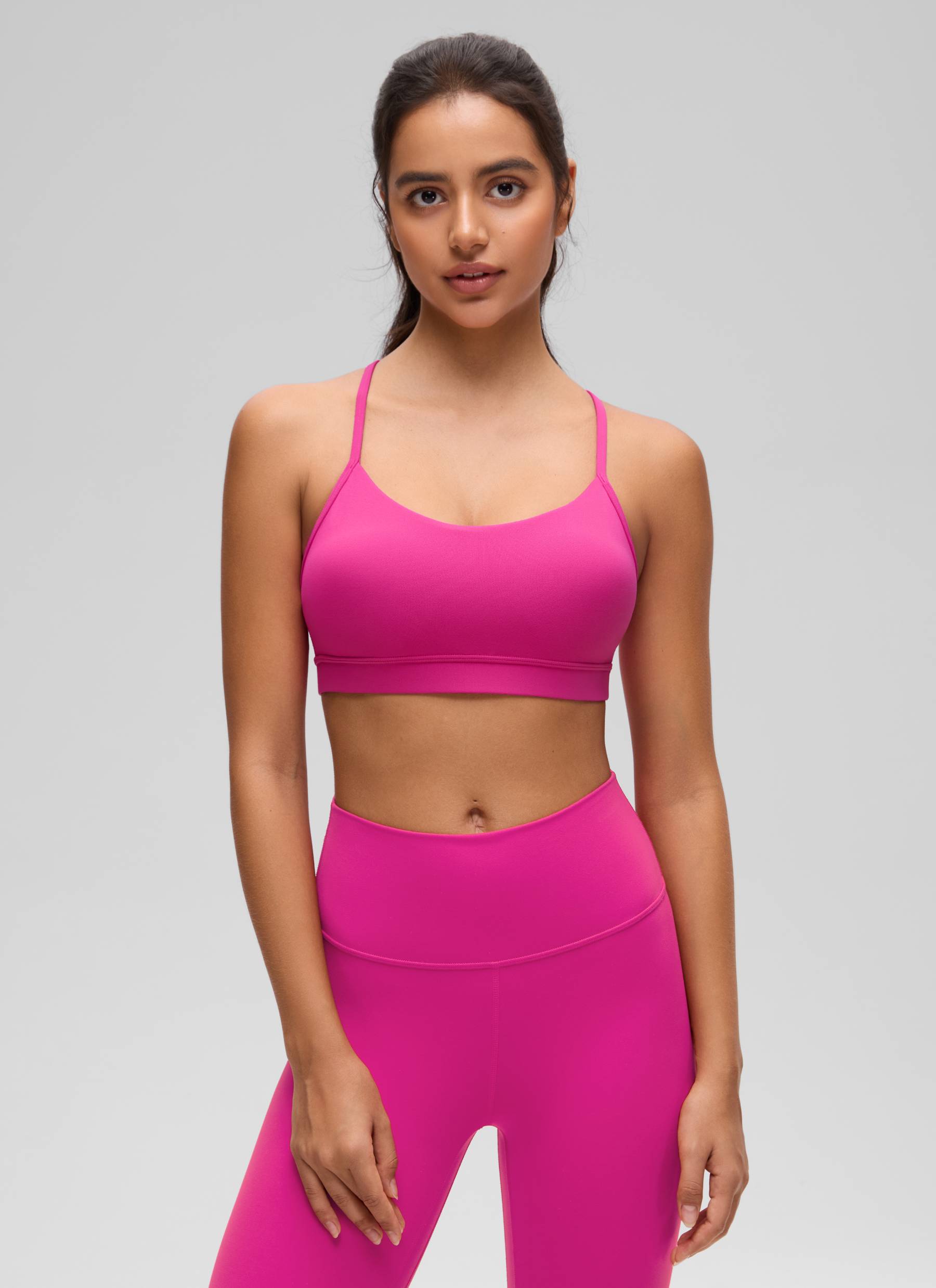 CRZ YOGA Damen Butterluxe Y-Rücken Racerback Sport BH Hibiskus-Purpur