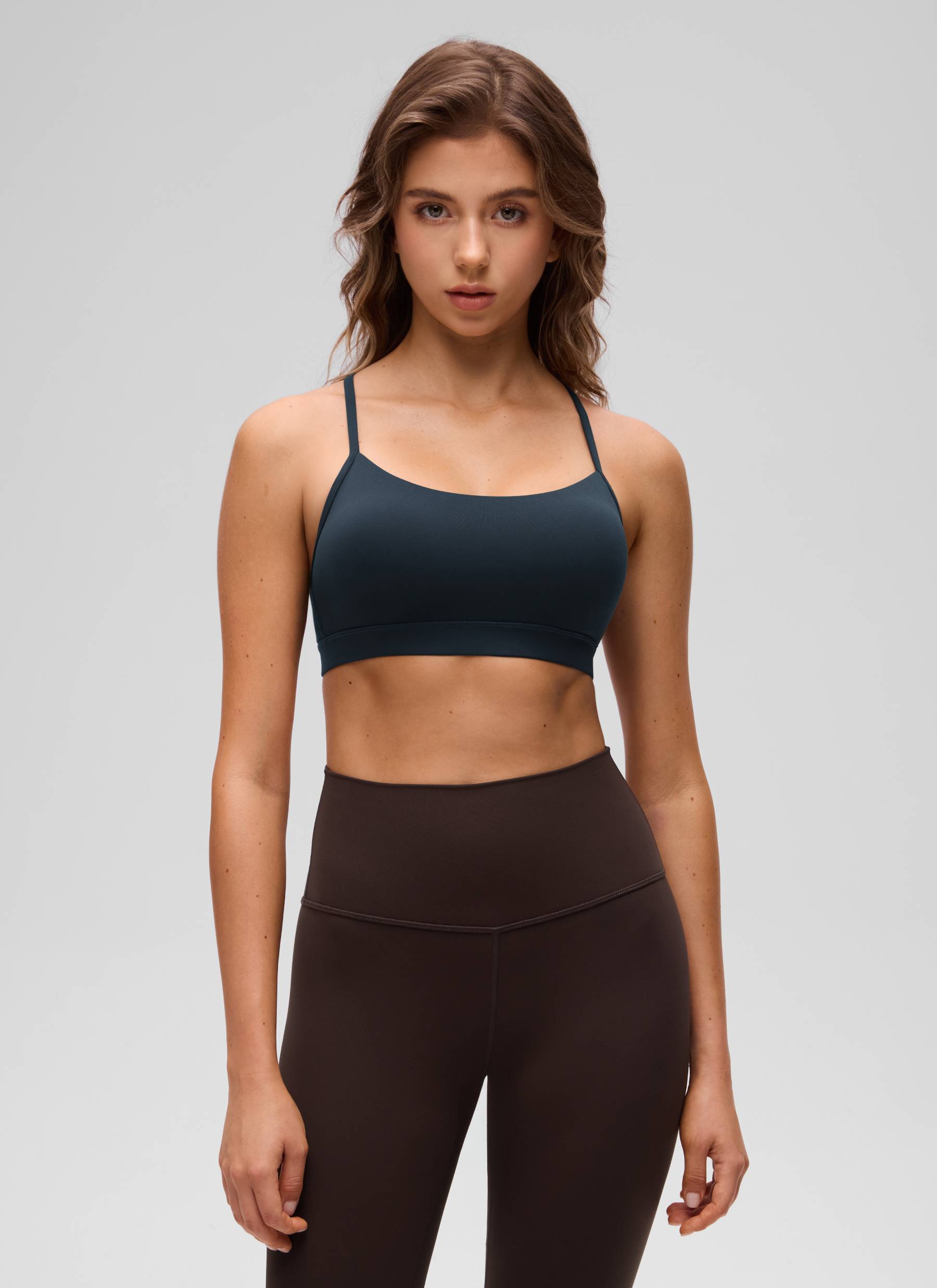 CRZ YOGA Damen Butterluxe Y-Rücken Racerback Sport BH Echte Marine