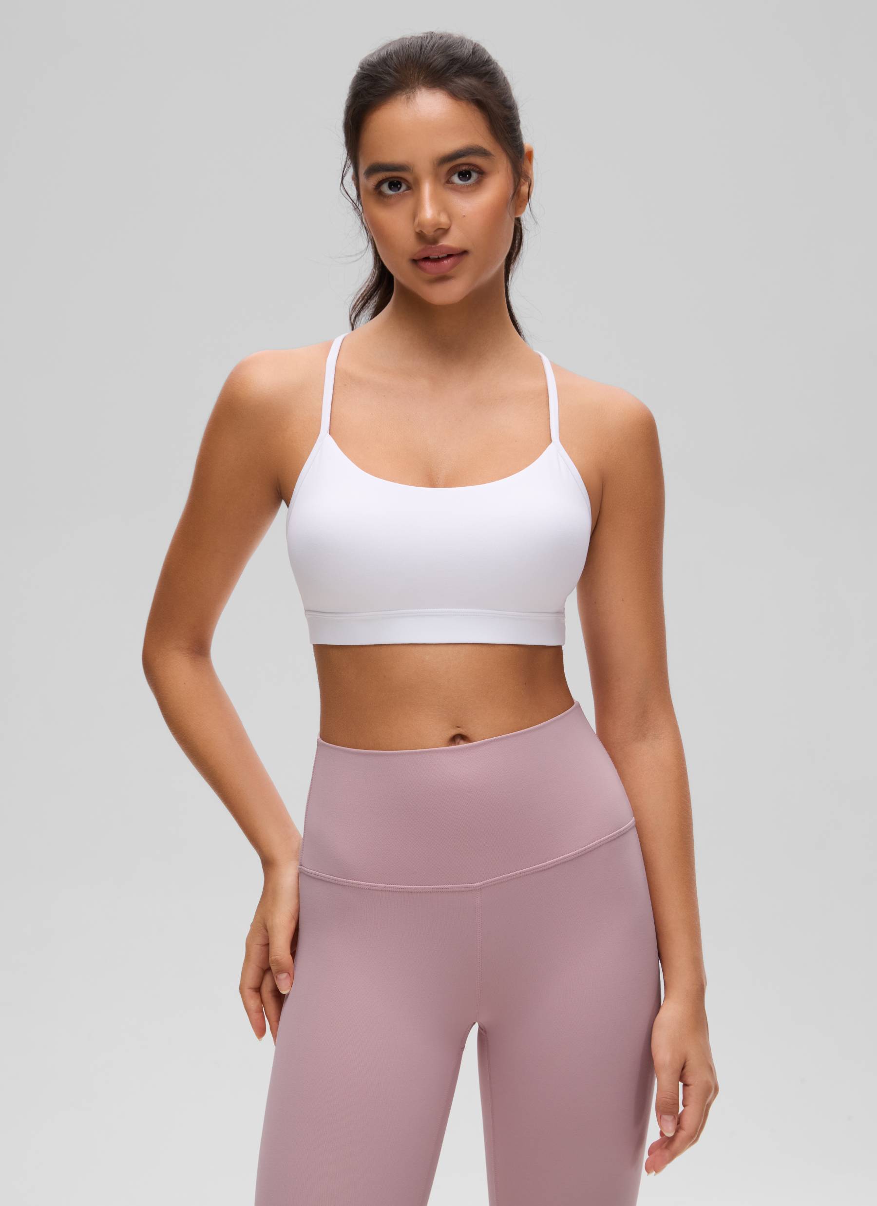 CRZ YOGA Damen Butterluxe Y-Rücken Racerback Sport BH Weiss