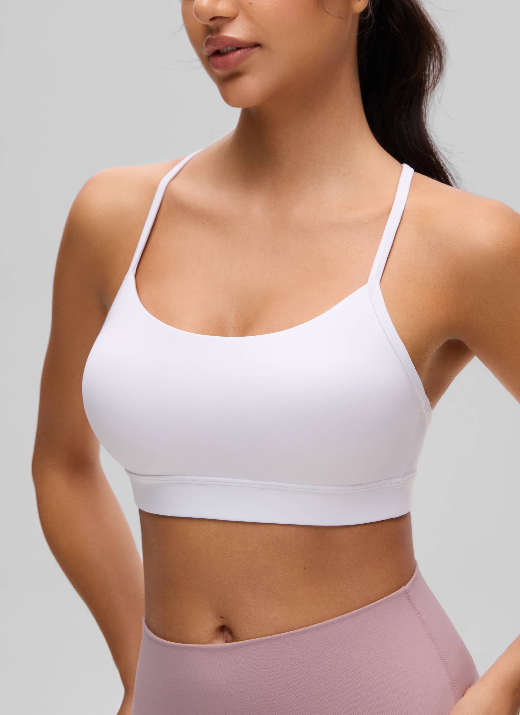 CRZ YOGA Damen Butterluxe Y-Rücken Racerback Sport BH Weiss
