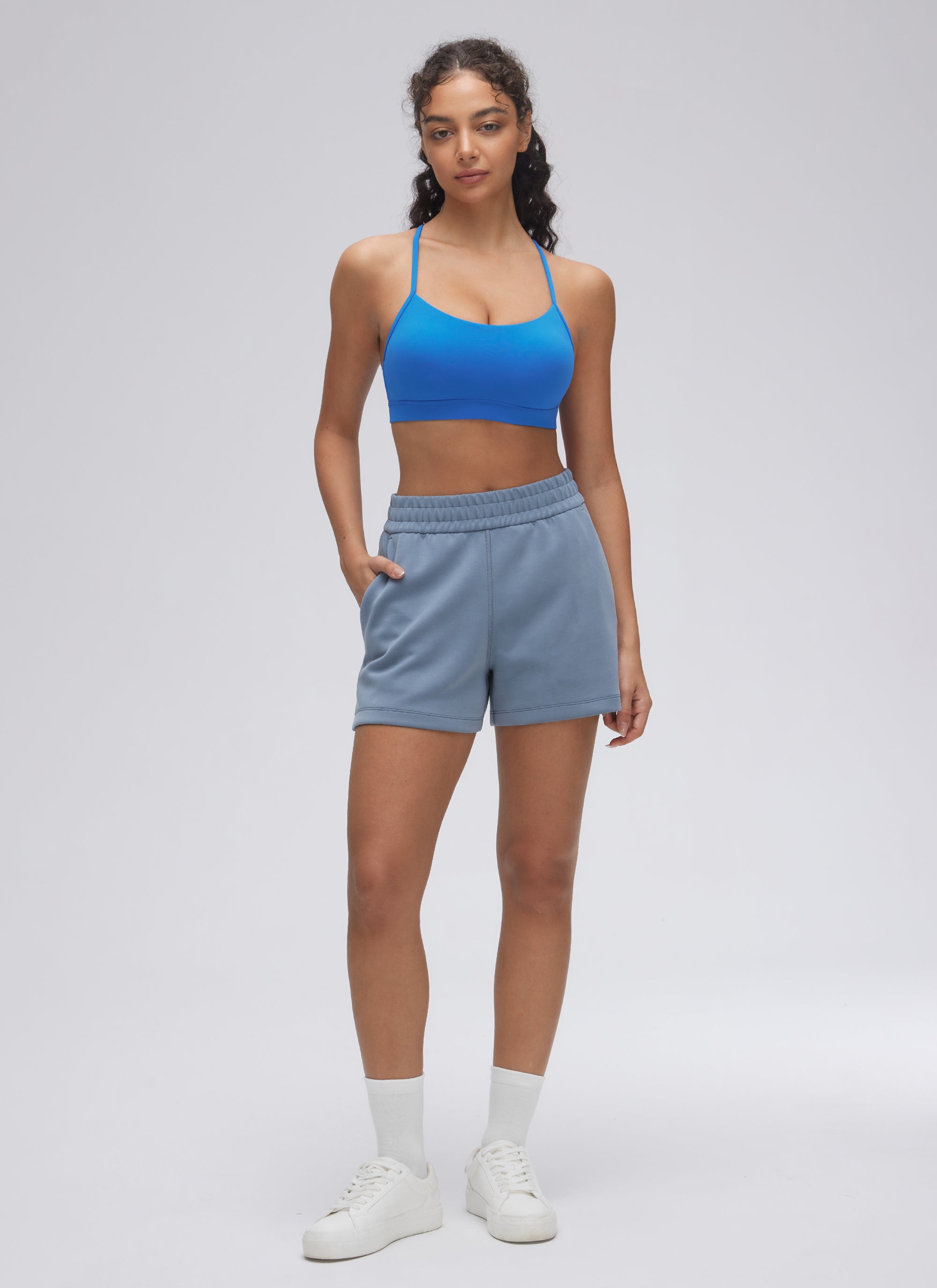 CRZ YOGA Damen Butterluxe Y-Rücken Racerback Sport BH Funkelndes Blau