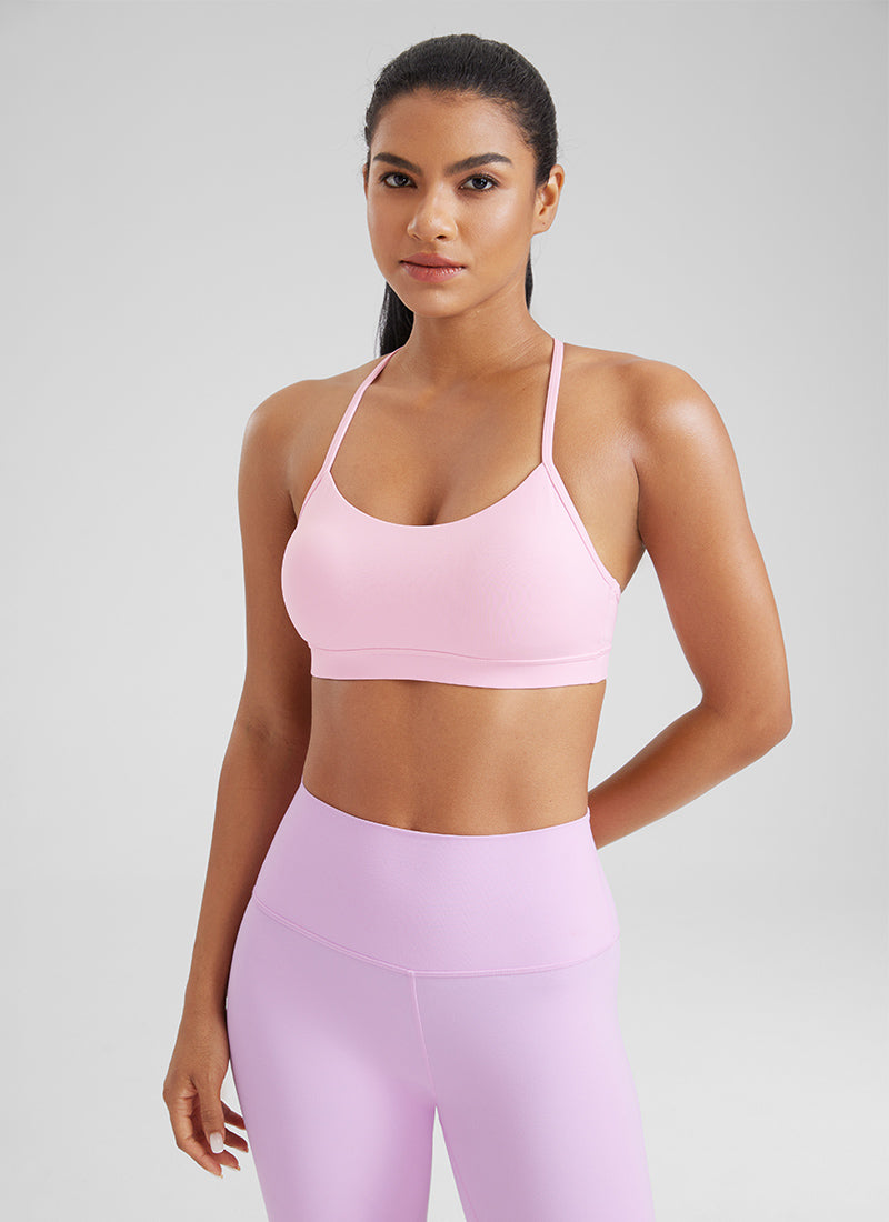 CRZ YOGA Damen Butterluxe Y-Rücken Racerback Sport BH Rosa Pfingstrose