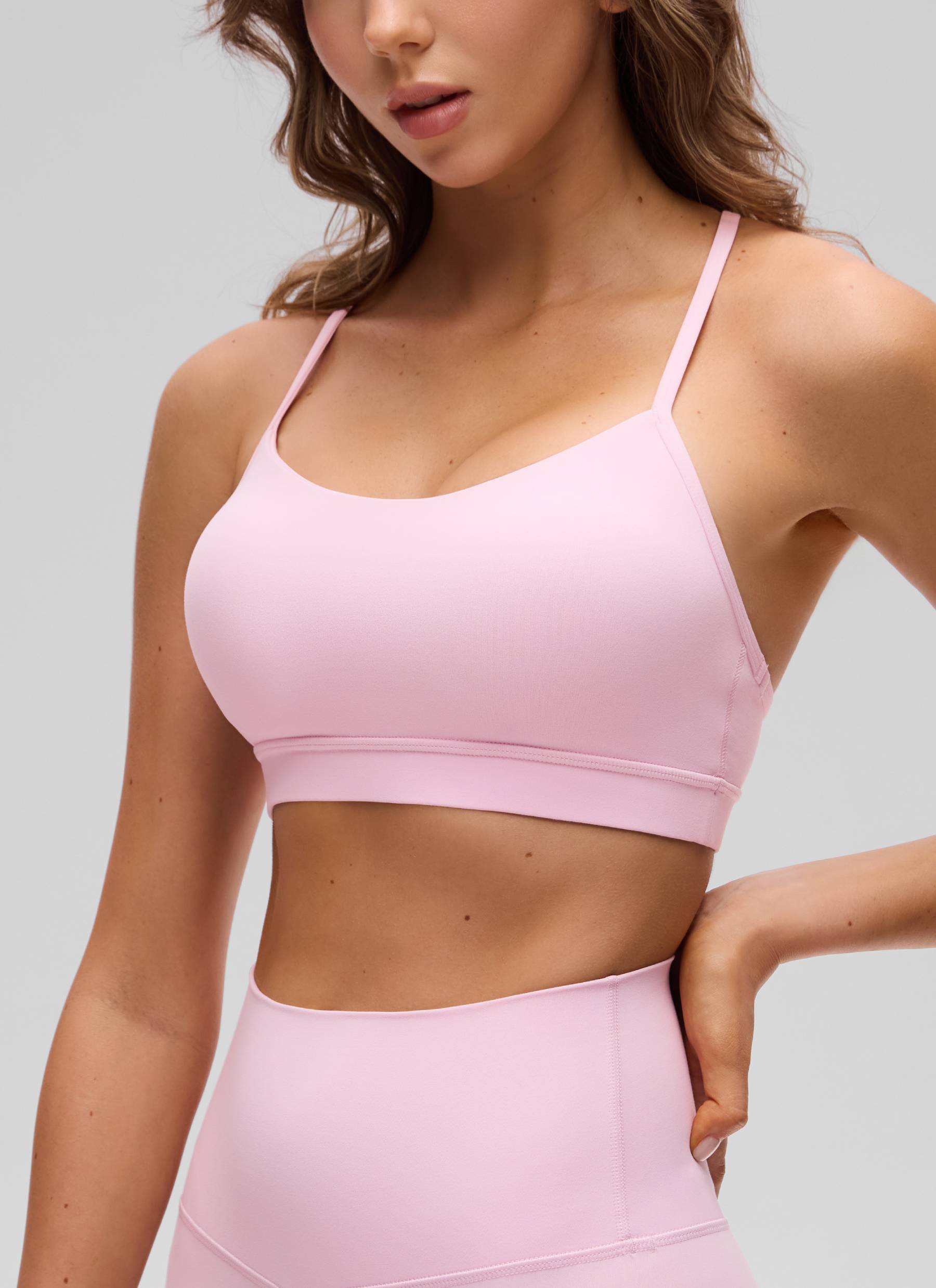 CRZ YOGA Damen Butterluxe Y-Rücken Racerback Sport BH Rosa Pfingstrose