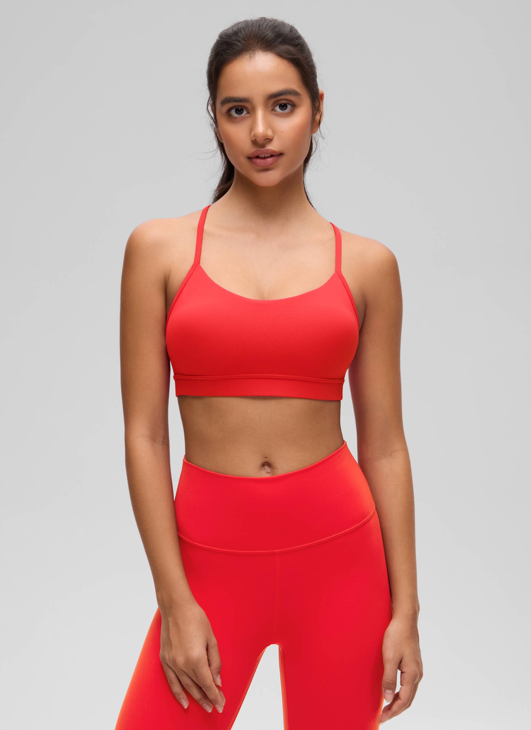 CRZ YOGA Damen Butterluxe Y-Rücken Racerback Sport BH Tiefrot