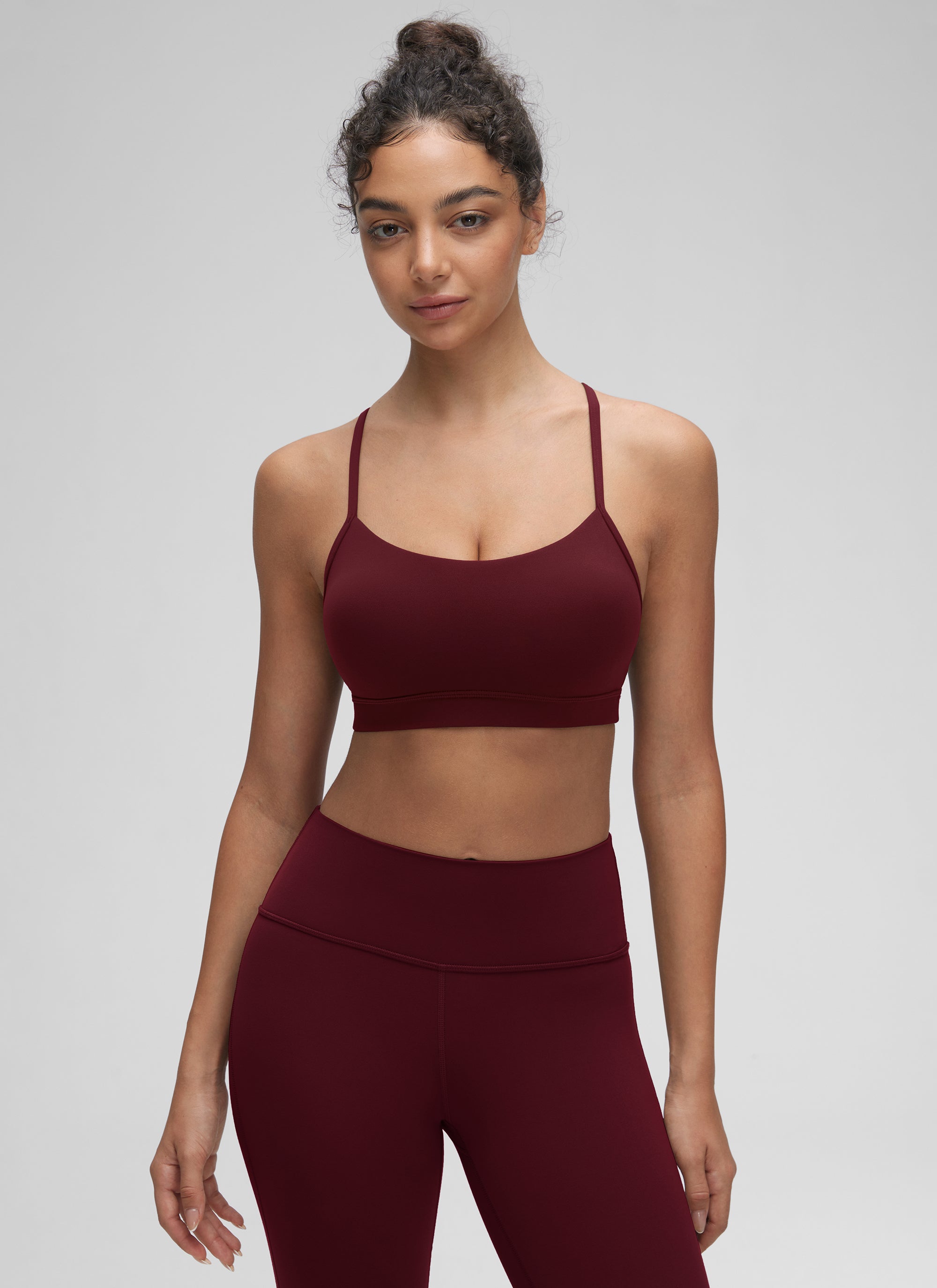 CRZ YOGA Damen Butterluxe Y-Rücken Racerback Sport BH Roter Merlot