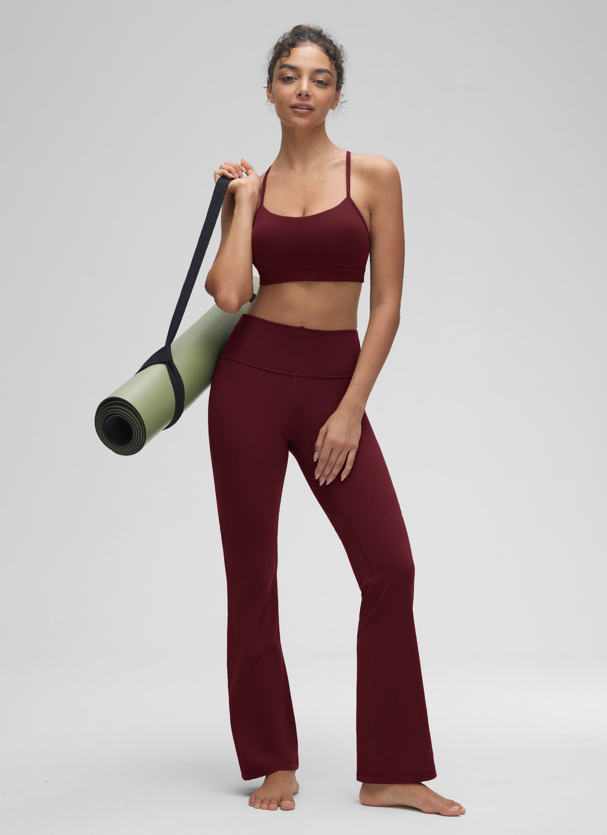 CRZ YOGA Damen Butterluxe Y-Rücken Racerback Sport BH Roter Merlot