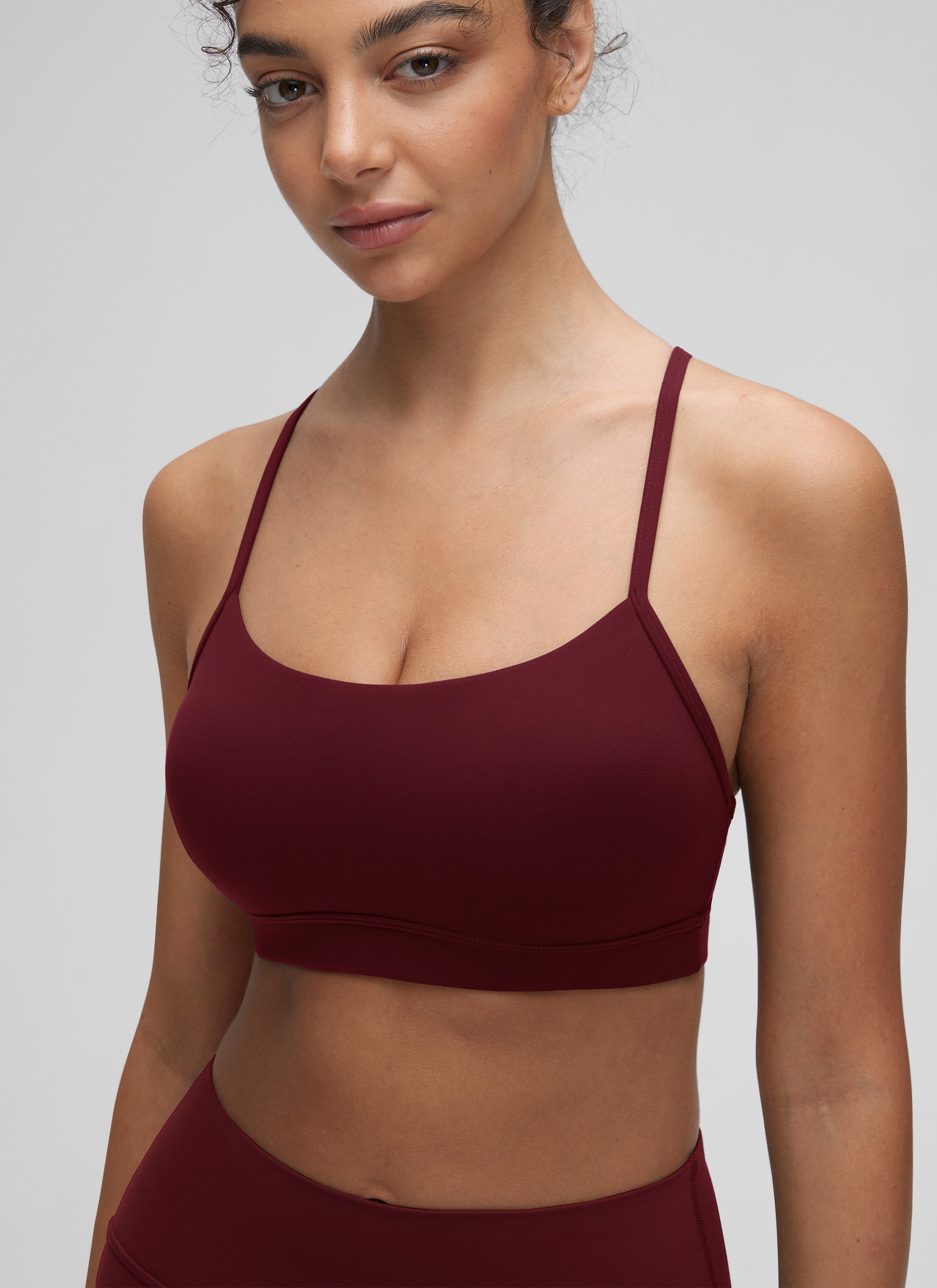 CRZ YOGA Damen Butterluxe Y-Rücken Racerback Sport BH Roter Merlot