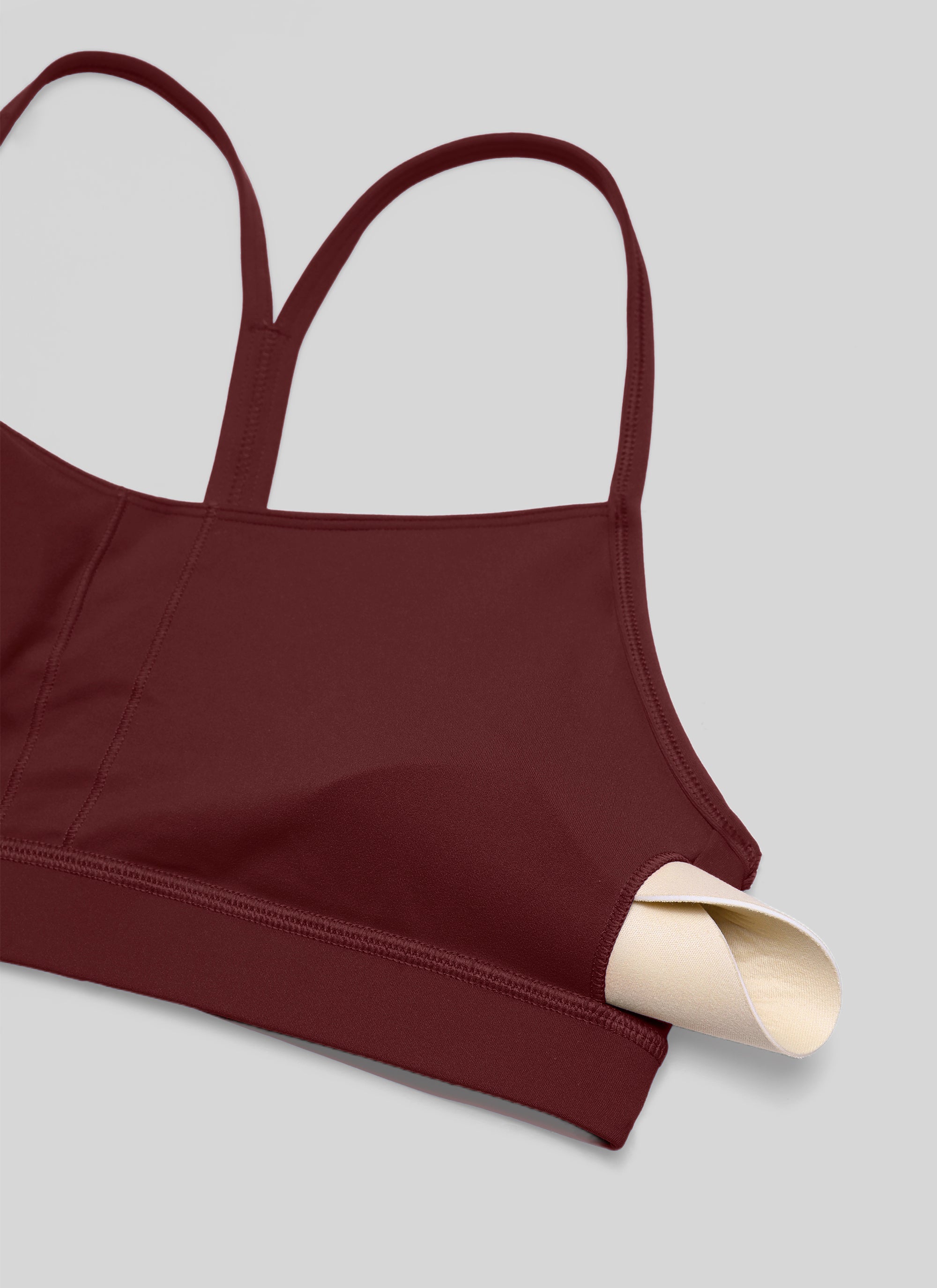 CRZ YOGA Damen Butterluxe Y-Rücken Racerback Sport BH Roter Merlot
