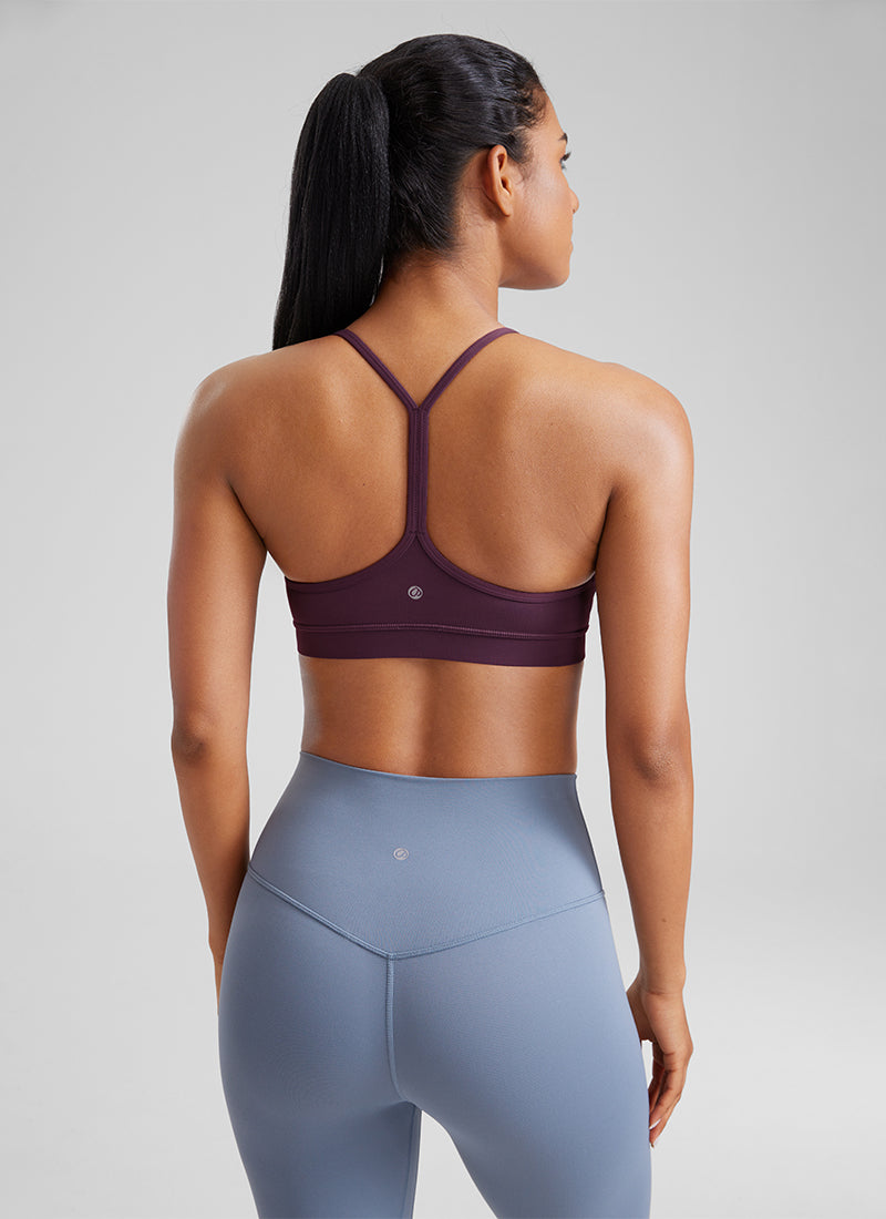 CRZ YOGA Damen Butterluxe Y-Rücken Racerback Sport BH Dunkellila