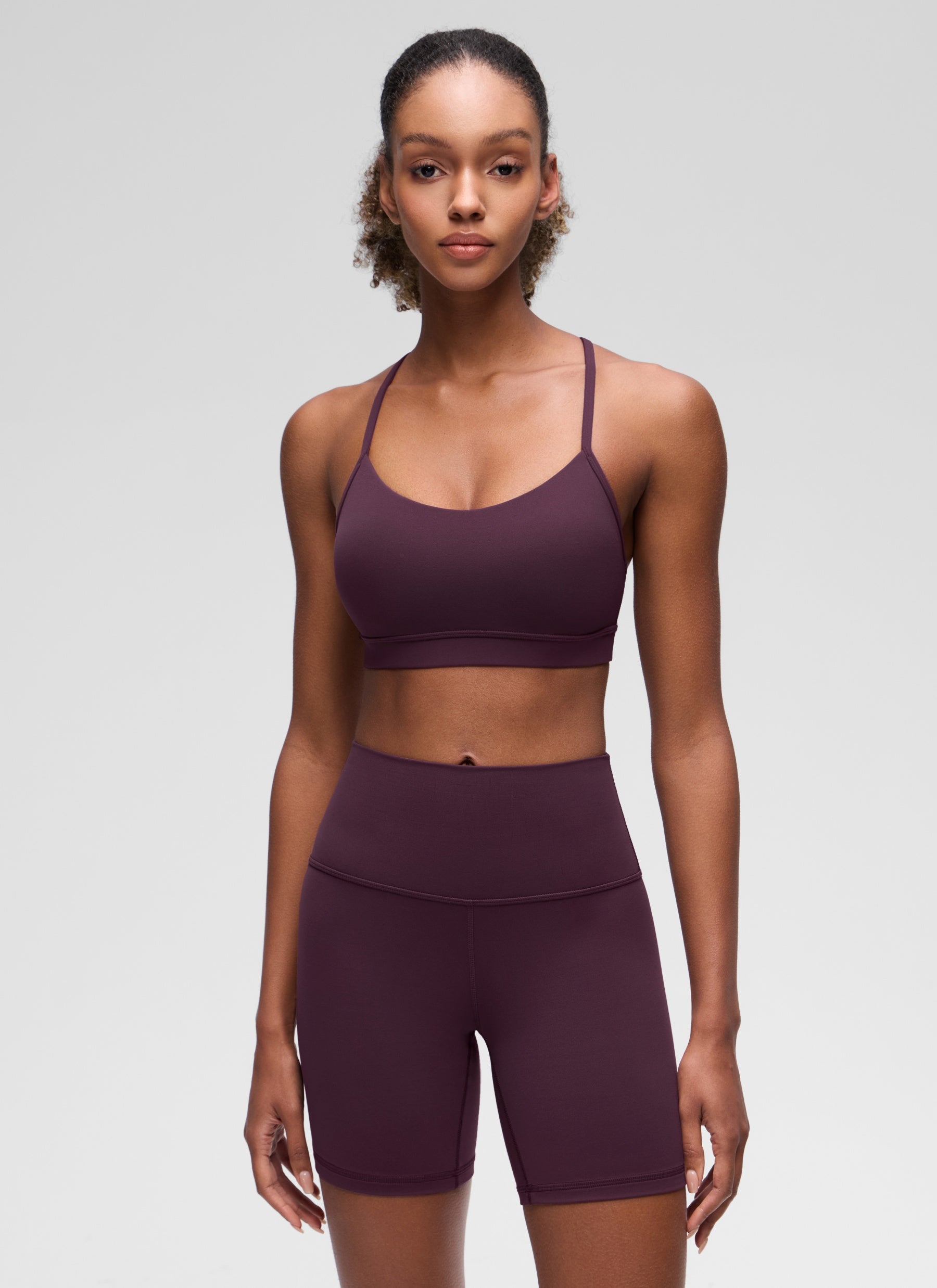 CRZ YOGA Damen Butterluxe Y-Rücken Racerback Sport BH Dunkellila