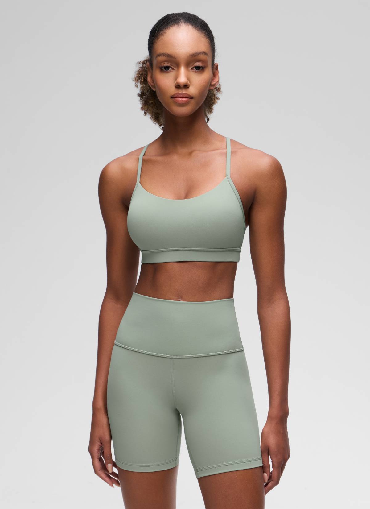 CRZ YOGA Damen Butterluxe Y-Rücken Racerback Sport BH Grüner Palmenhof