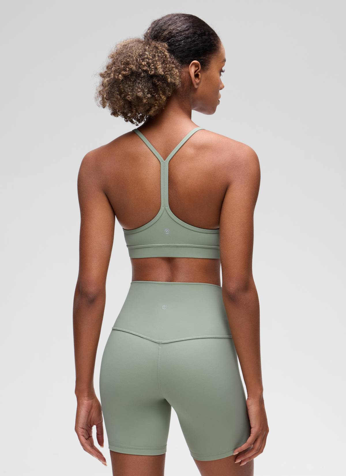 CRZ YOGA Damen Butterluxe Y-Rücken Racerback Sport BH Grüner Palmenhof