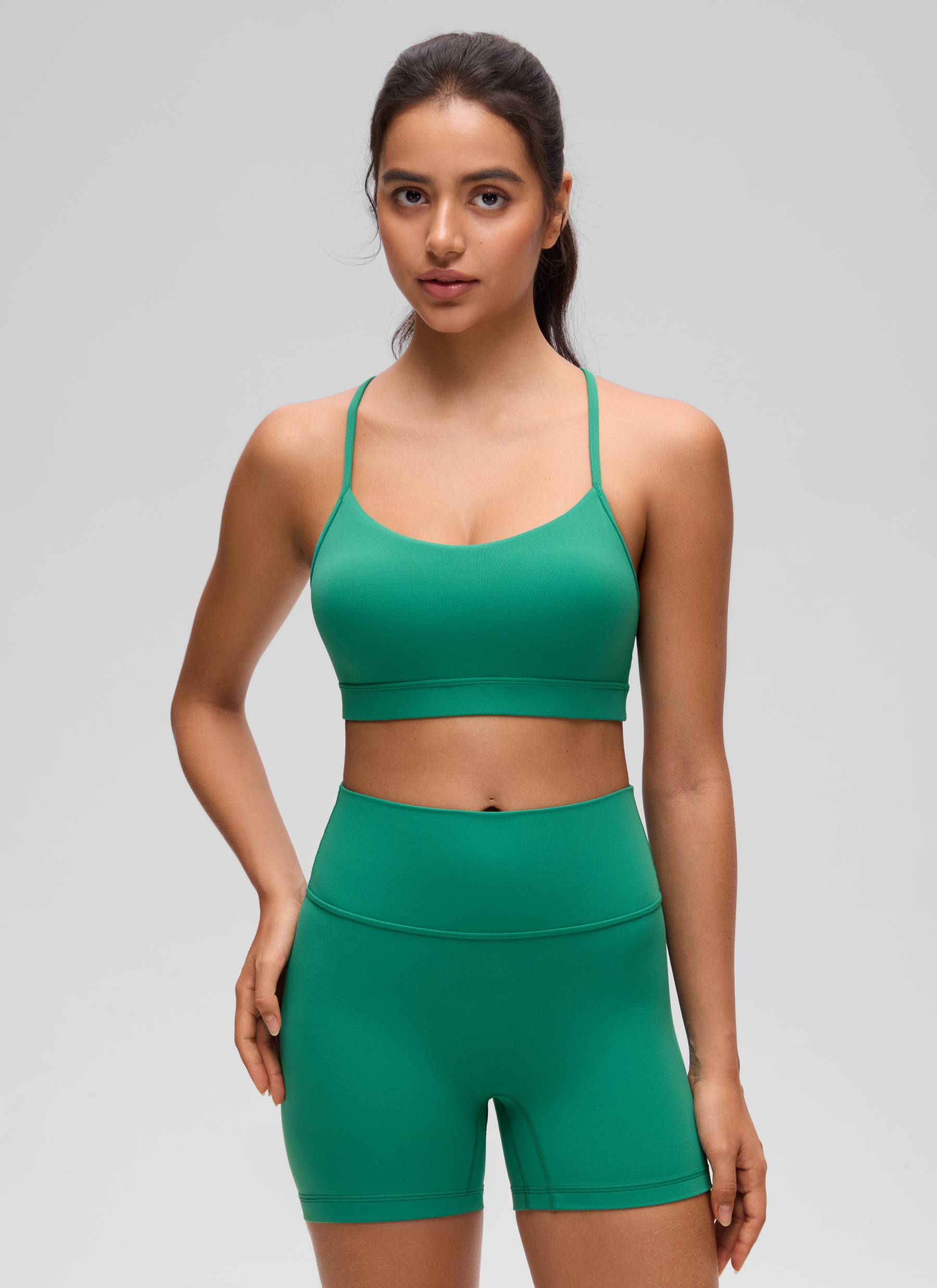 CRZ YOGA Damen Butterluxe Y-Rücken Racerback Sport BH Cascadia Grün