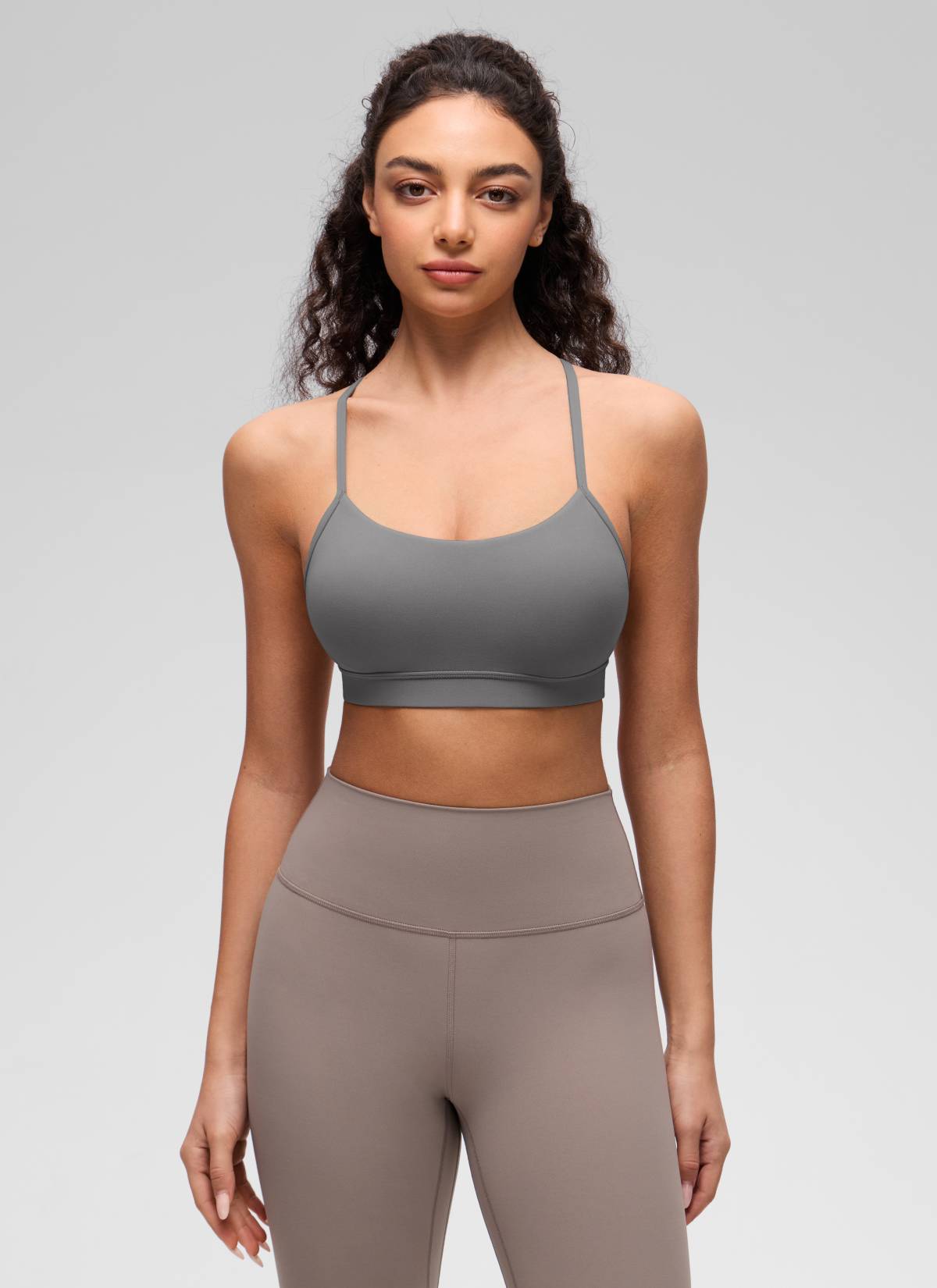 CRZ YOGA Damen Butterluxe Y-Rücken Racerback Sport BH Aschgrau