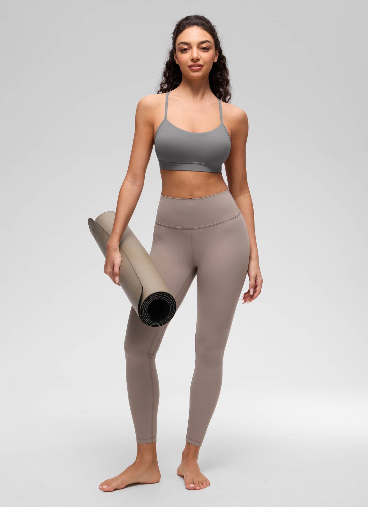 CRZ YOGA Damen Butterluxe Y-Rücken Racerback Sport BH Aschgrau