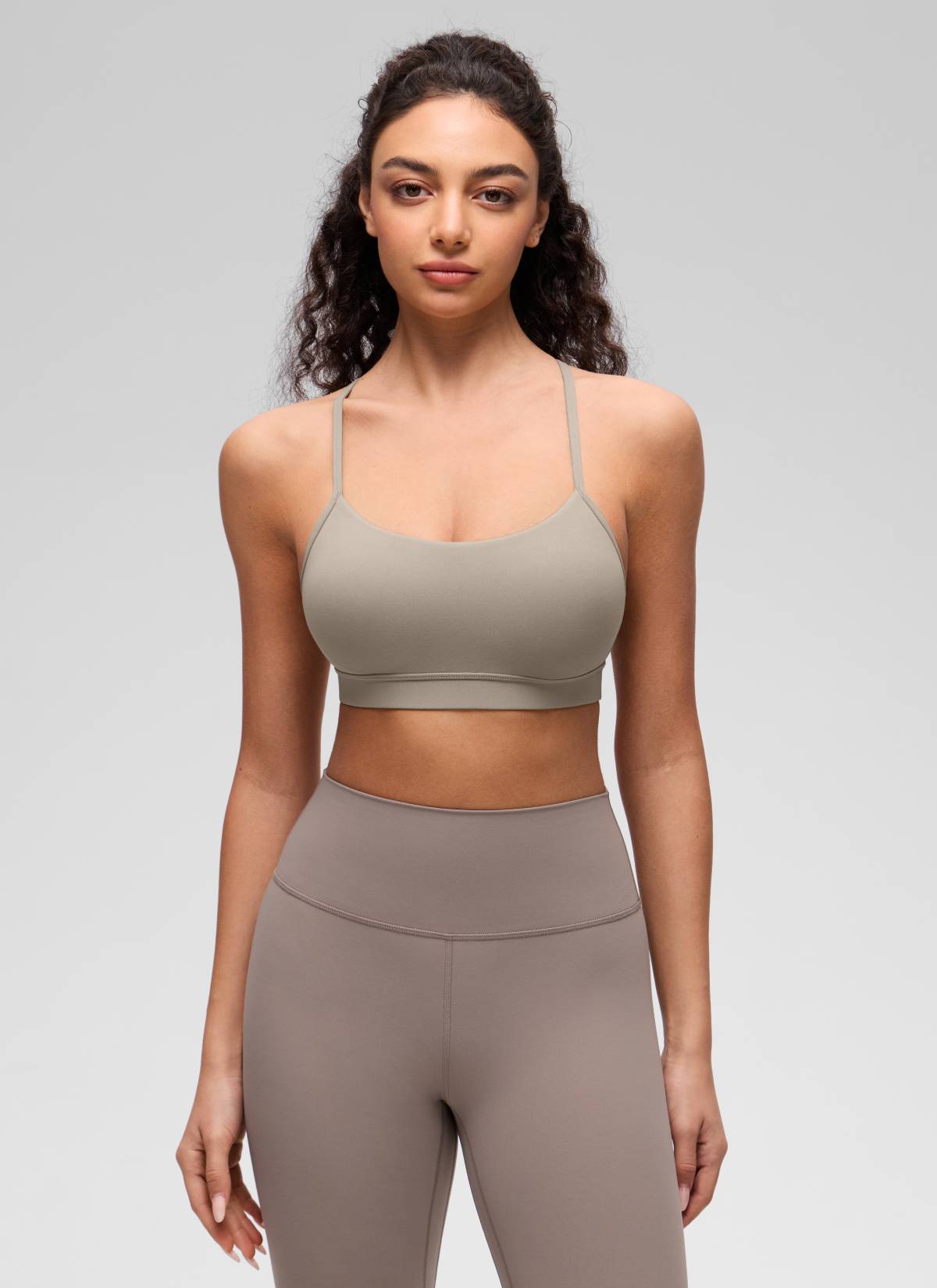 CRZ YOGA Damen Butterluxe Y-Rücken Racerback Sport BH Warmes Aschgrau