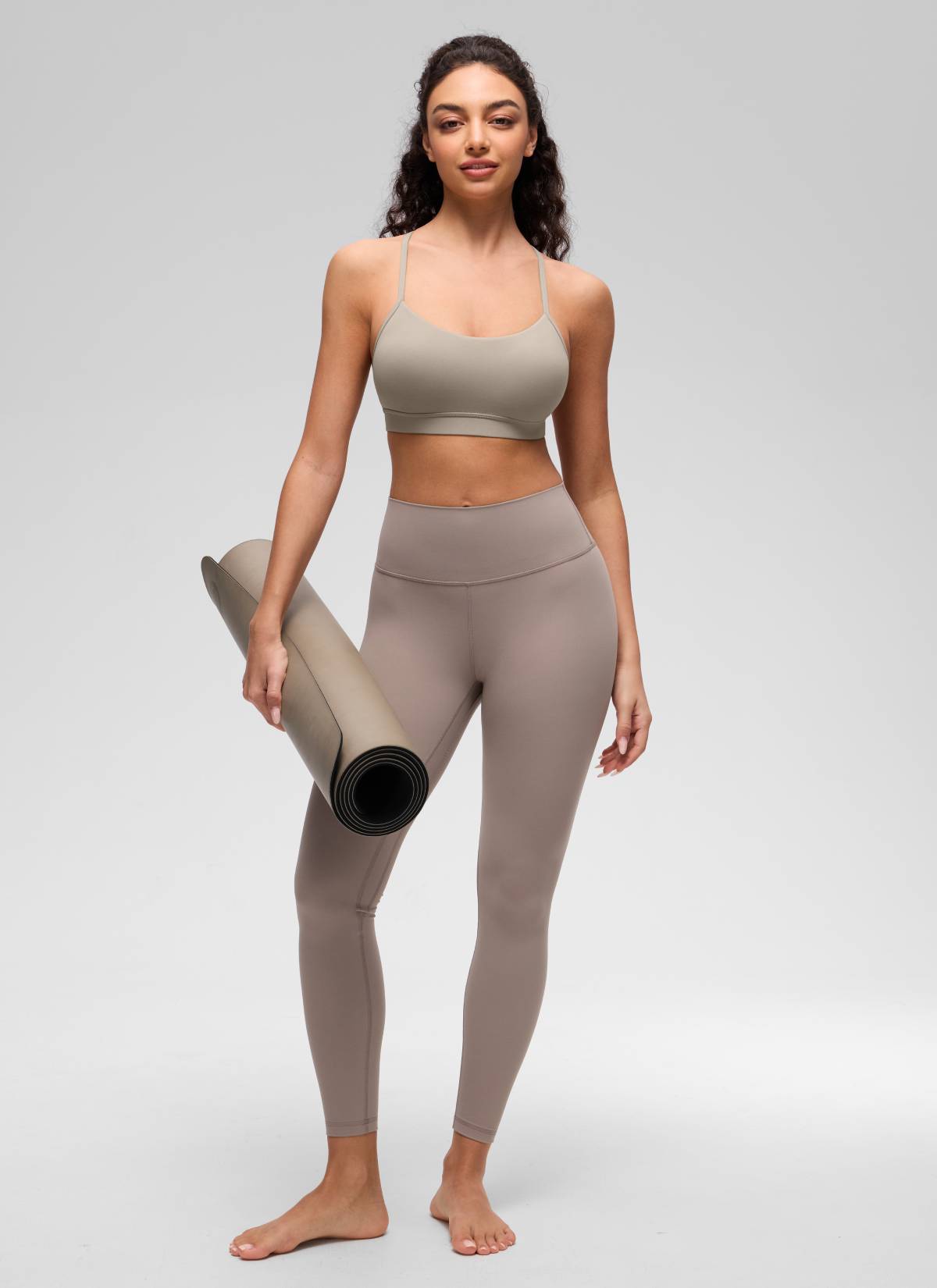 CRZ YOGA Damen Butterluxe Y-Rücken Racerback Sport BH Warmes Aschgrau