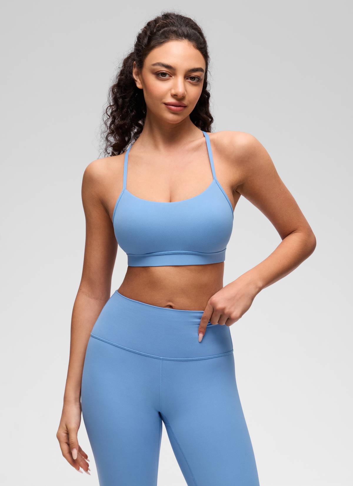 CRZ YOGA Damen Butterluxe Y-Rücken Racerback Sport BH Party Blau
