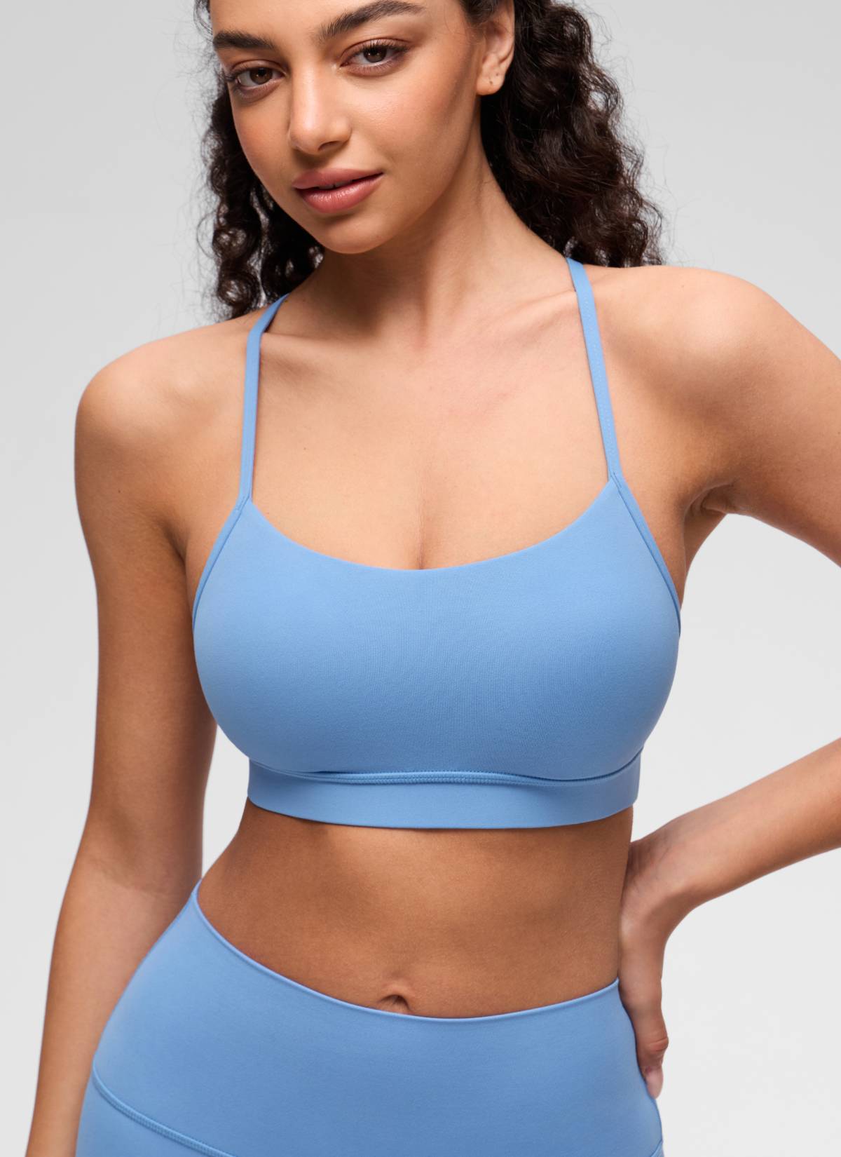 CRZ YOGA Damen Butterluxe Y-Rücken Racerback Sport BH Party Blau