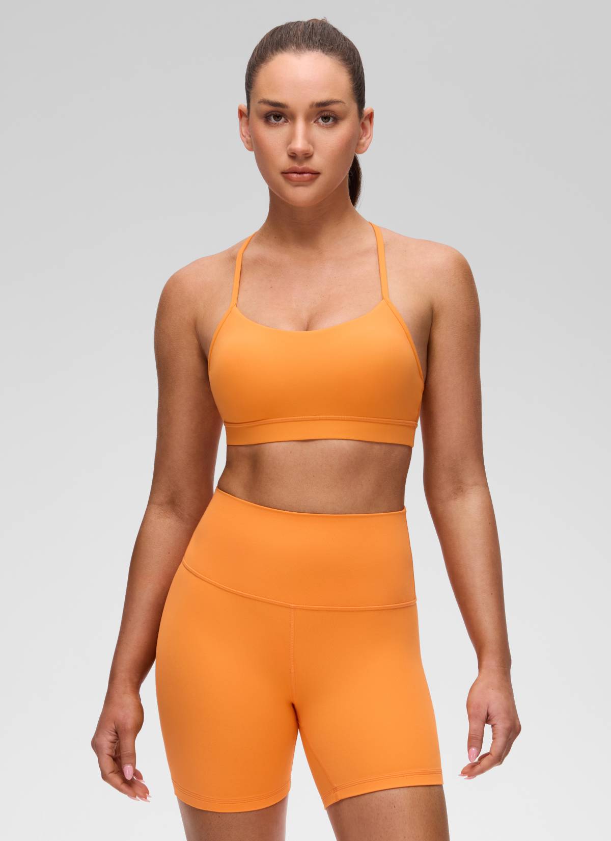 CRZ YOGA Damen Butterluxe Y-Rücken Racerback Sport BH Tiger Orange