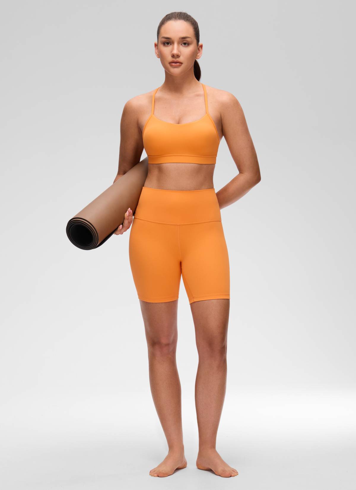 CRZ YOGA Damen Butterluxe Y-Rücken Racerback Sport BH Tiger Orange