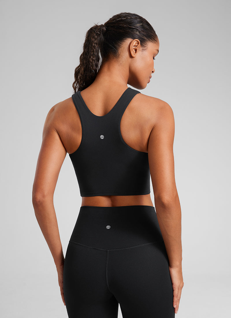 CRZ YOGA Damen Butterluxe Racerback Gepolstert Ohne Bügel Sport BH Schwarz